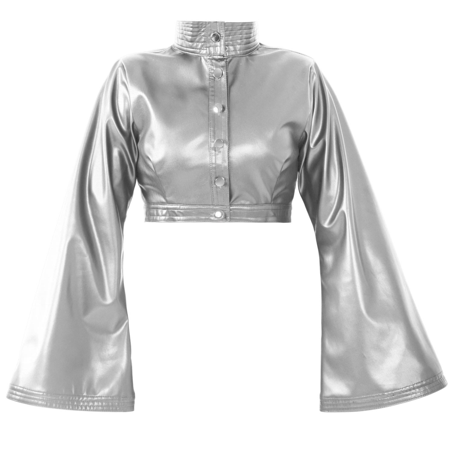 Women’s Hush - Vegan Leather Cropped Jacket Silver Xxs Kargede