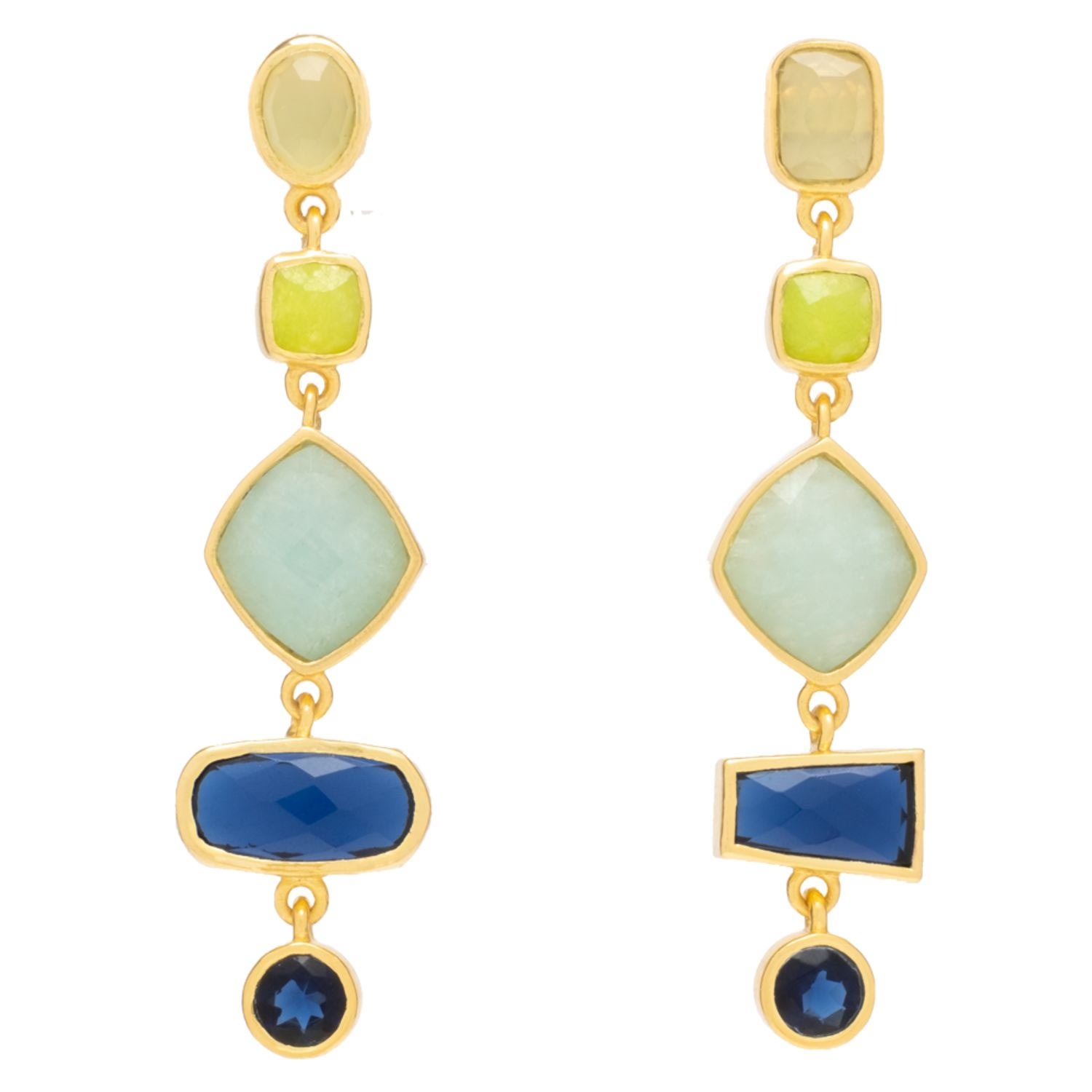 Lavani Jewels Women's Blue / Gold Blue Thelma Earrings In Multi