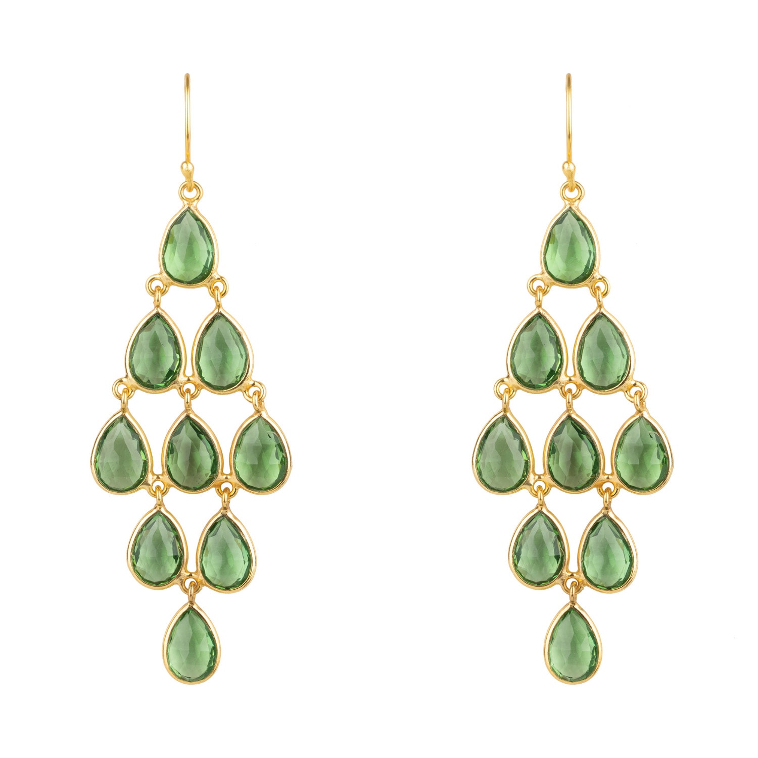 Latelita Women's Gold / Green Erviola Gemstone Cascade Earrings Gold Peridot In Multi