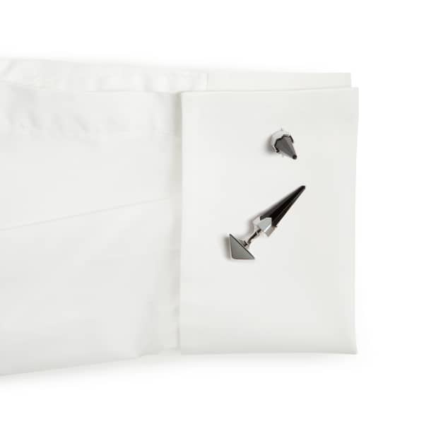 Gucci Onyx Tip Cufflinks Silver In Metallic