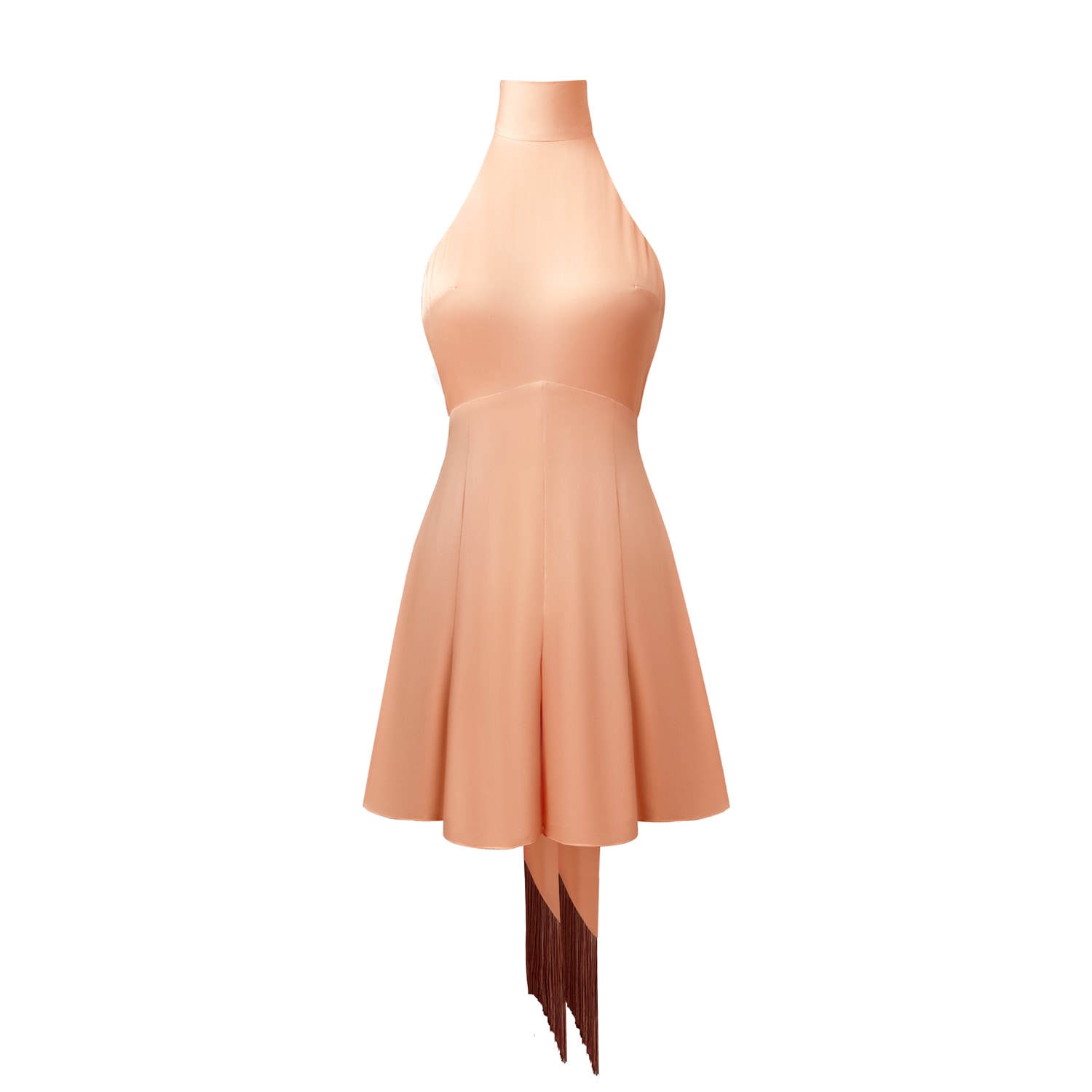 Lily Phellera Women's Rose Gold Suki Playsuit With Open Back And Exaggerated Neck Scarf With Frige Detail In Rose Gold