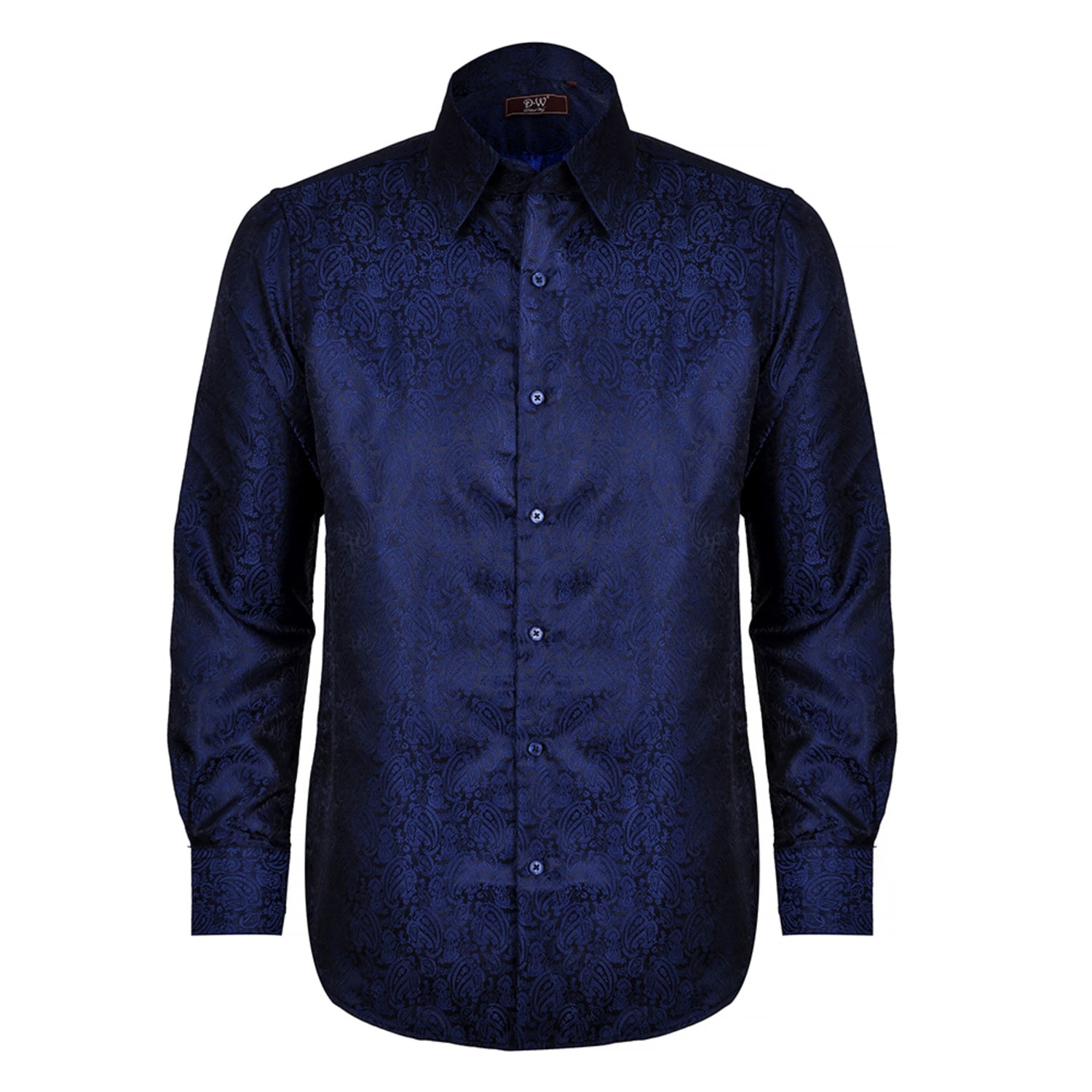 David Wej Men's Blue Kensington Paisley Jacquard Shirt – Navy In Blue