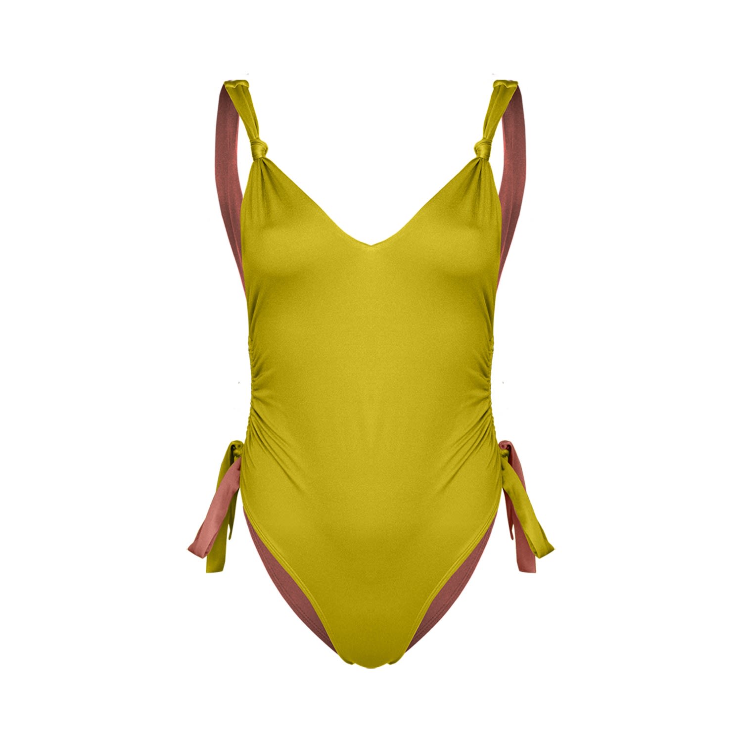 Movom Women's Yellow / Orange Asha Side Ruched Swimsuit In Yellow/orange