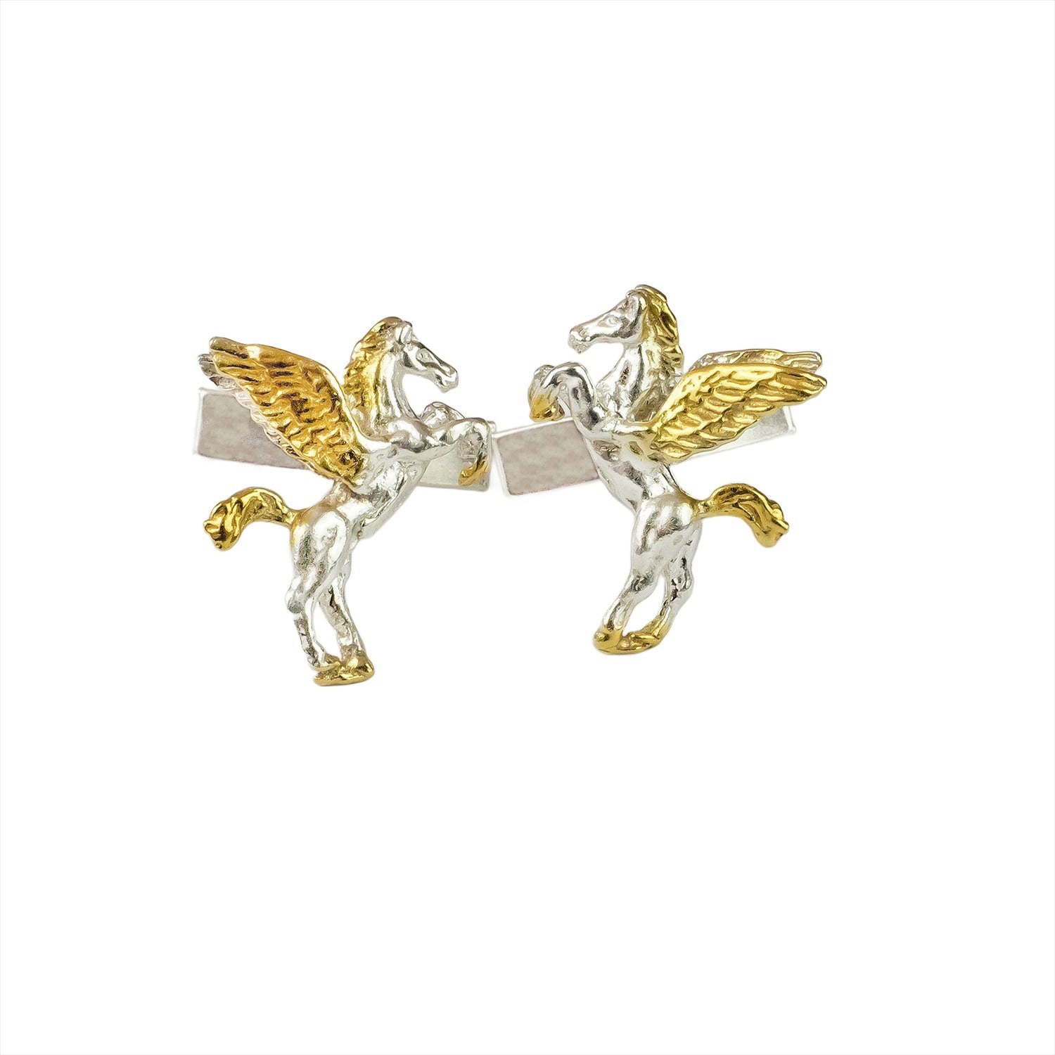 Simon Kemp Jewellers Men's Pegasus Cufflinks In Eighteen Carat Gold On Solid Sterling Silver In Gold
