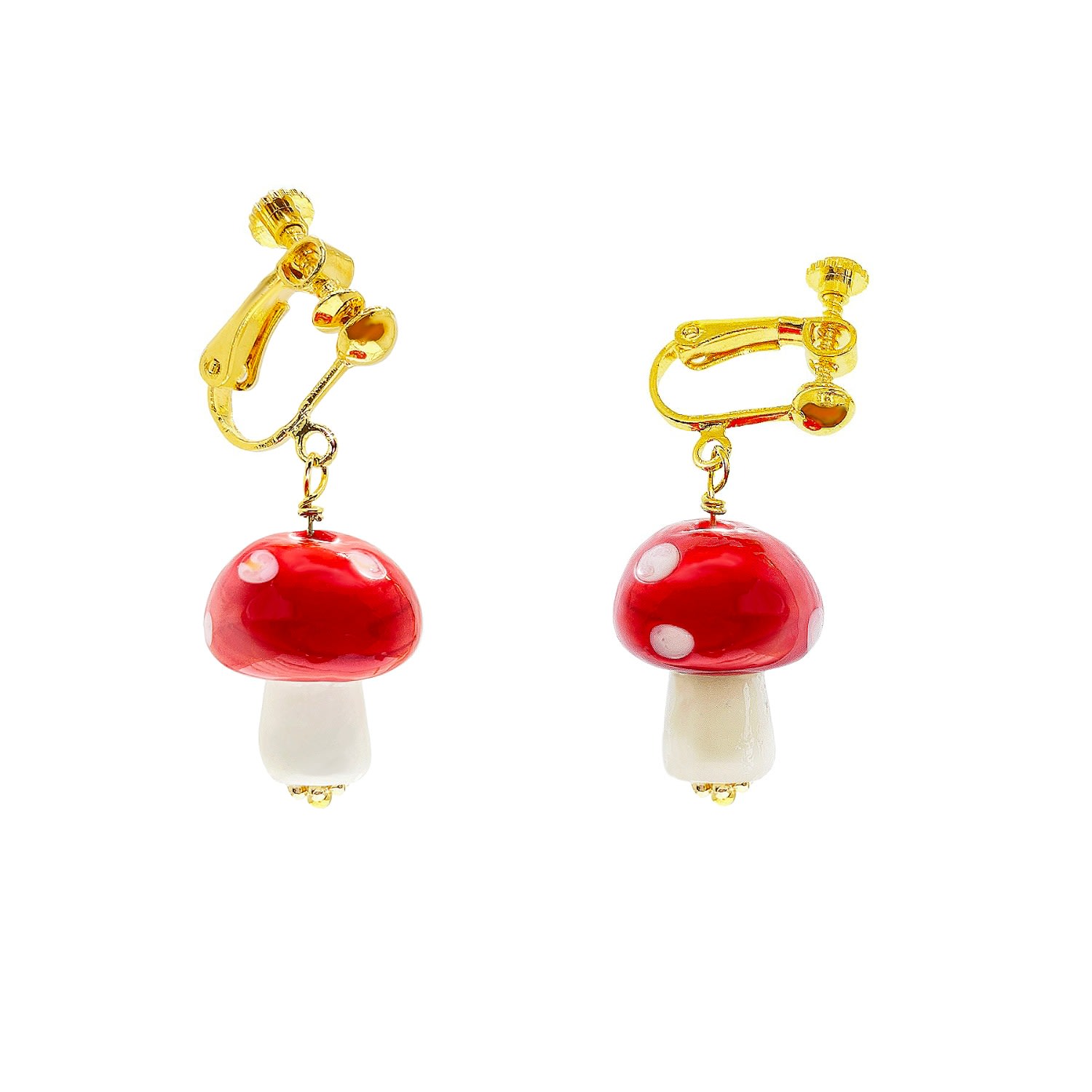 Ninemoo Women's Red Mushrooms Ear Clips In Red