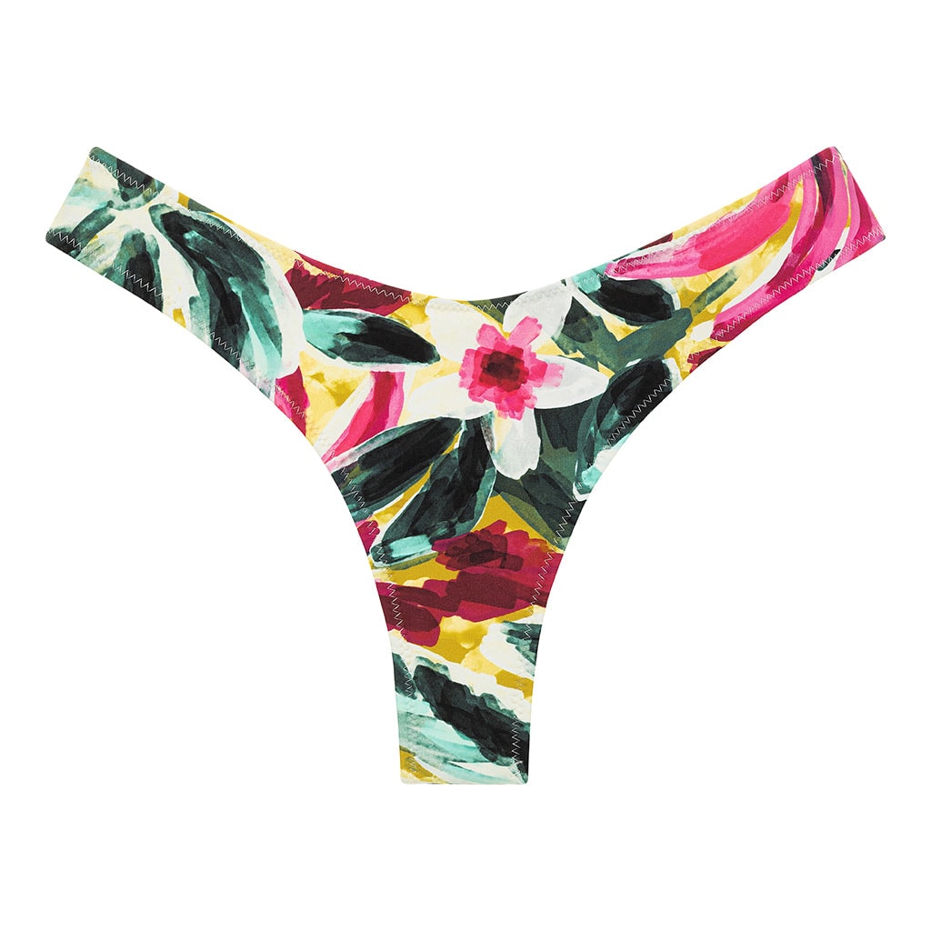 Montce Women's Isla Floral Lulu Zig-zag Stitch Bikini Bottom In Brown