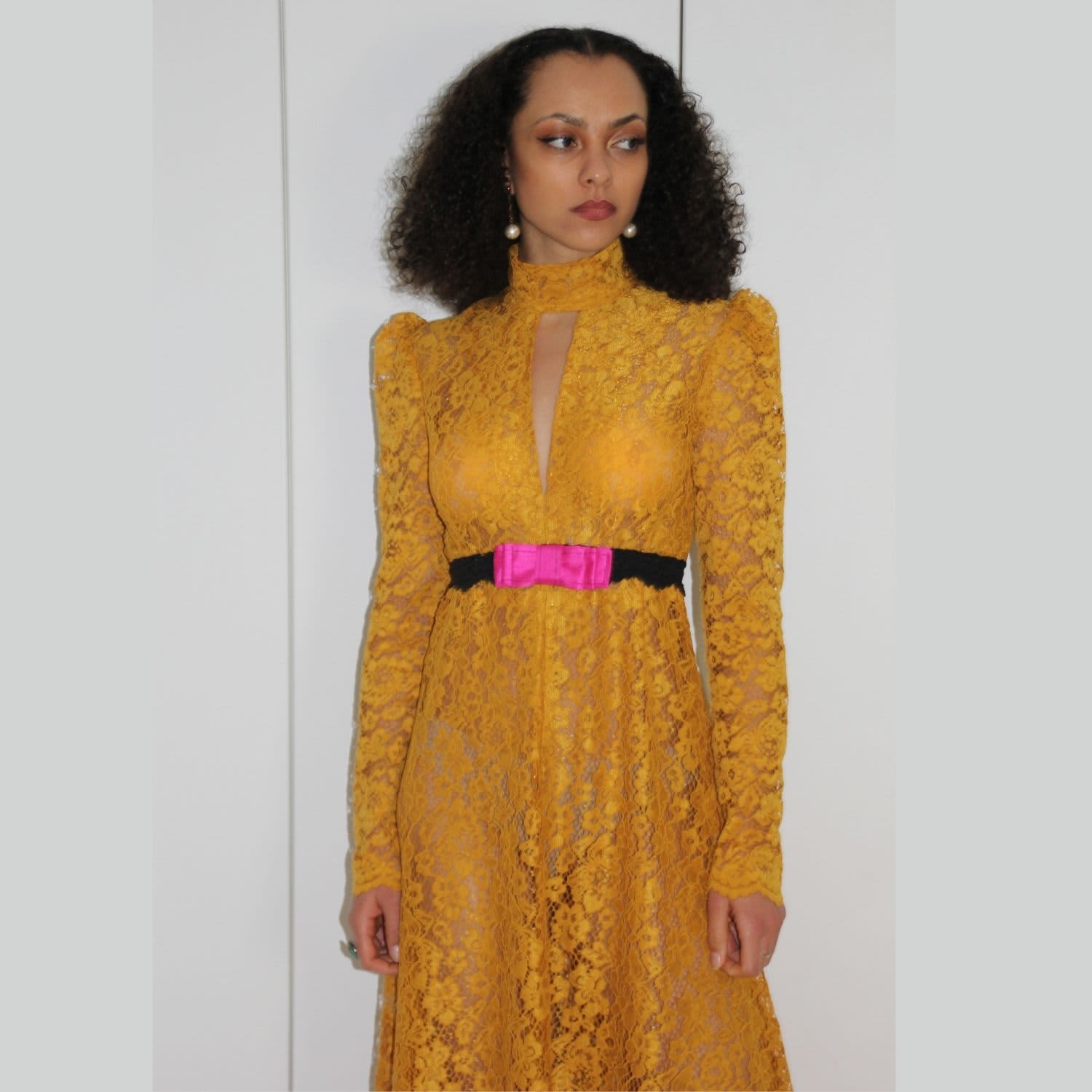 Gold Gothic Lace Sheer Maxi Dress | Couture To Your Door | Wolf & Badger