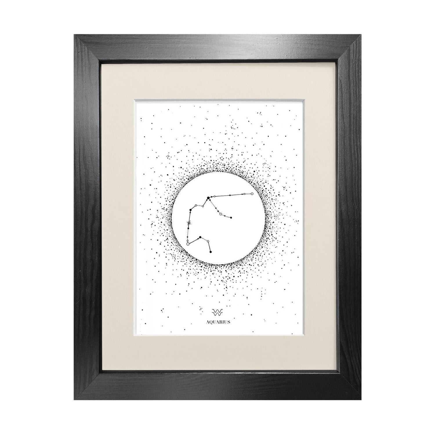 Black ’Aquarius Star Sign’ - Fine Art Print A5 Emily Carter