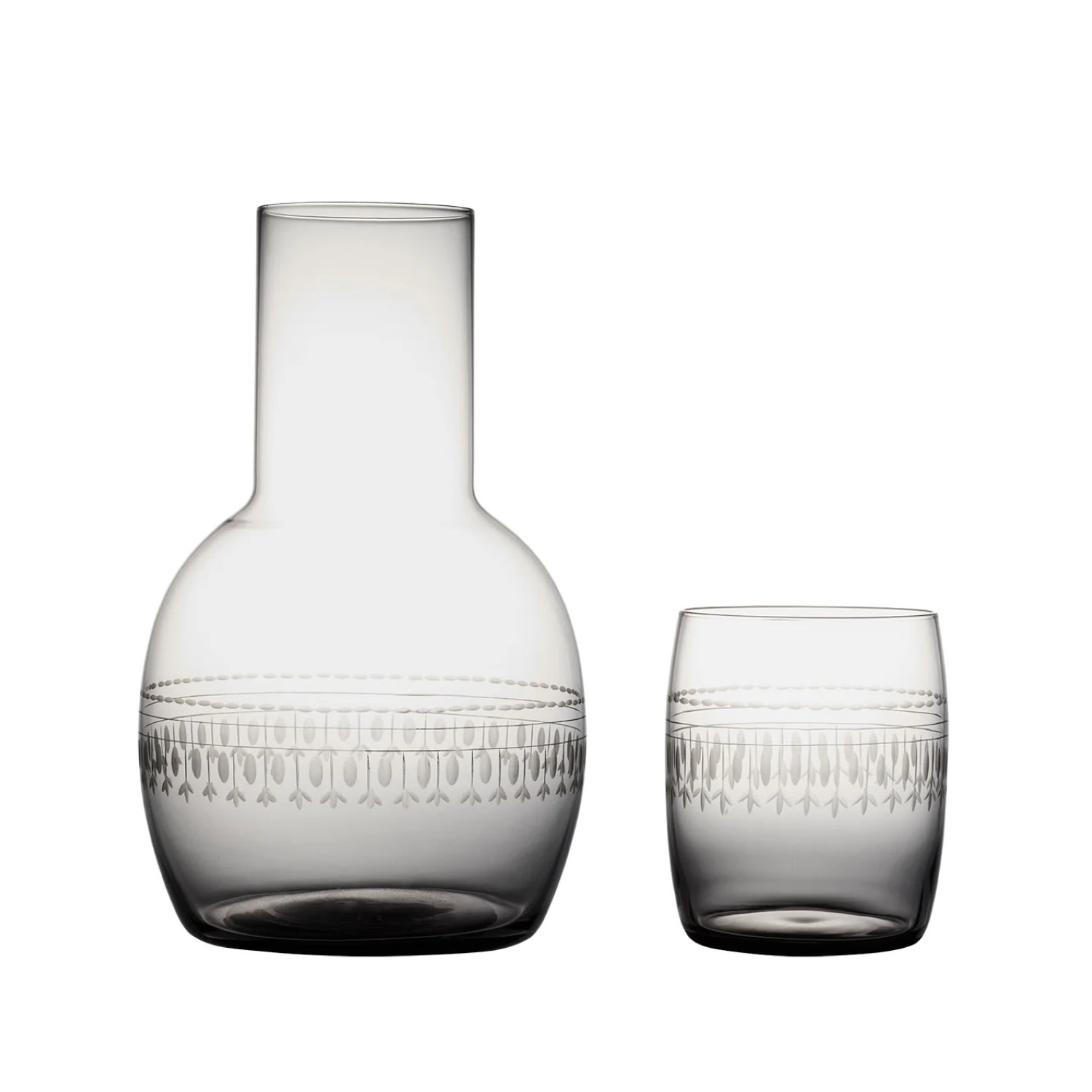 A Smoky Crystal Carafe Set With Ovals Design The Vintage List