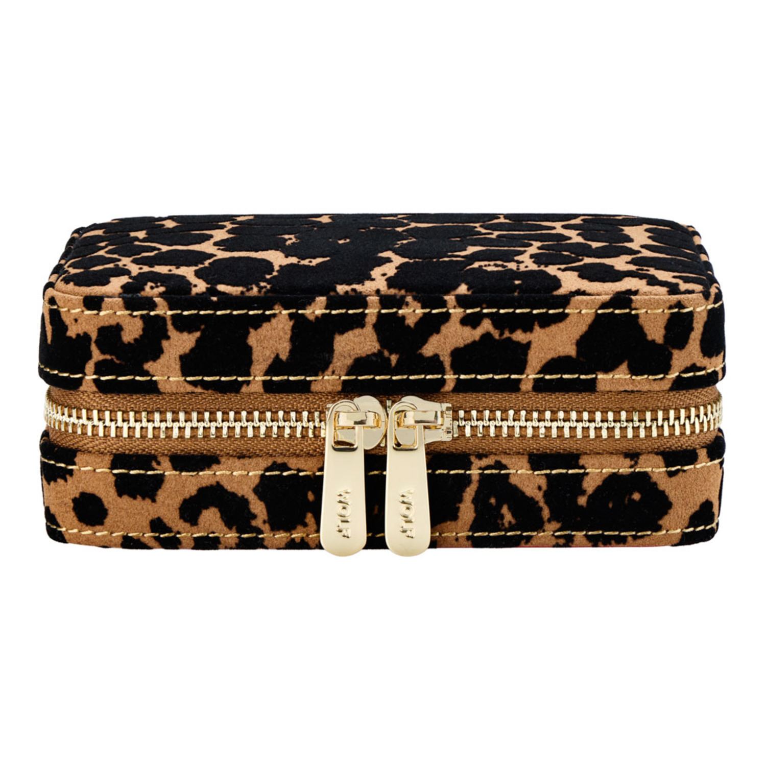 Wolf Women's Savanna Leopard Print Jewellery Zip Case In Red