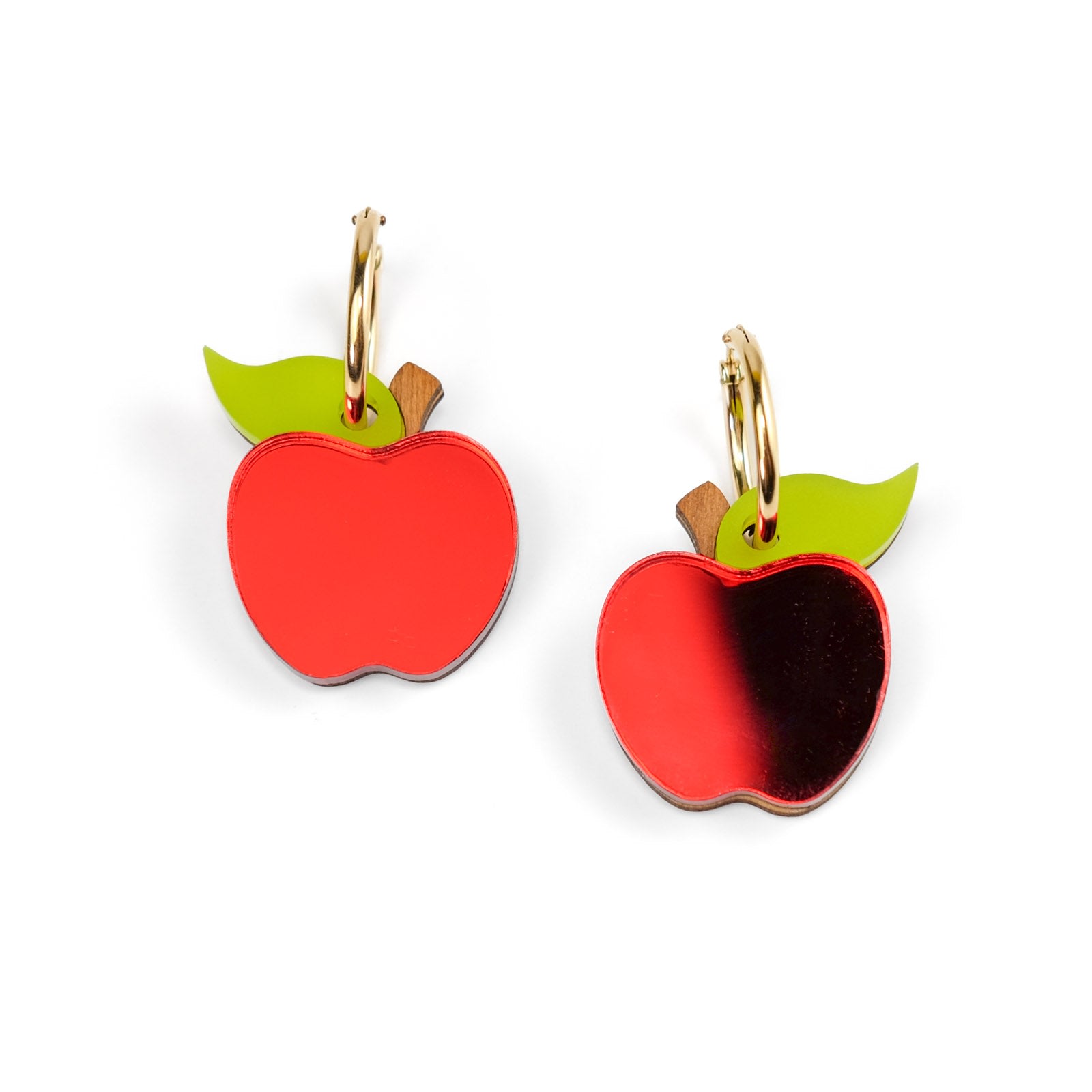 By Chavelli Women's Gold / Red Apple Earrings