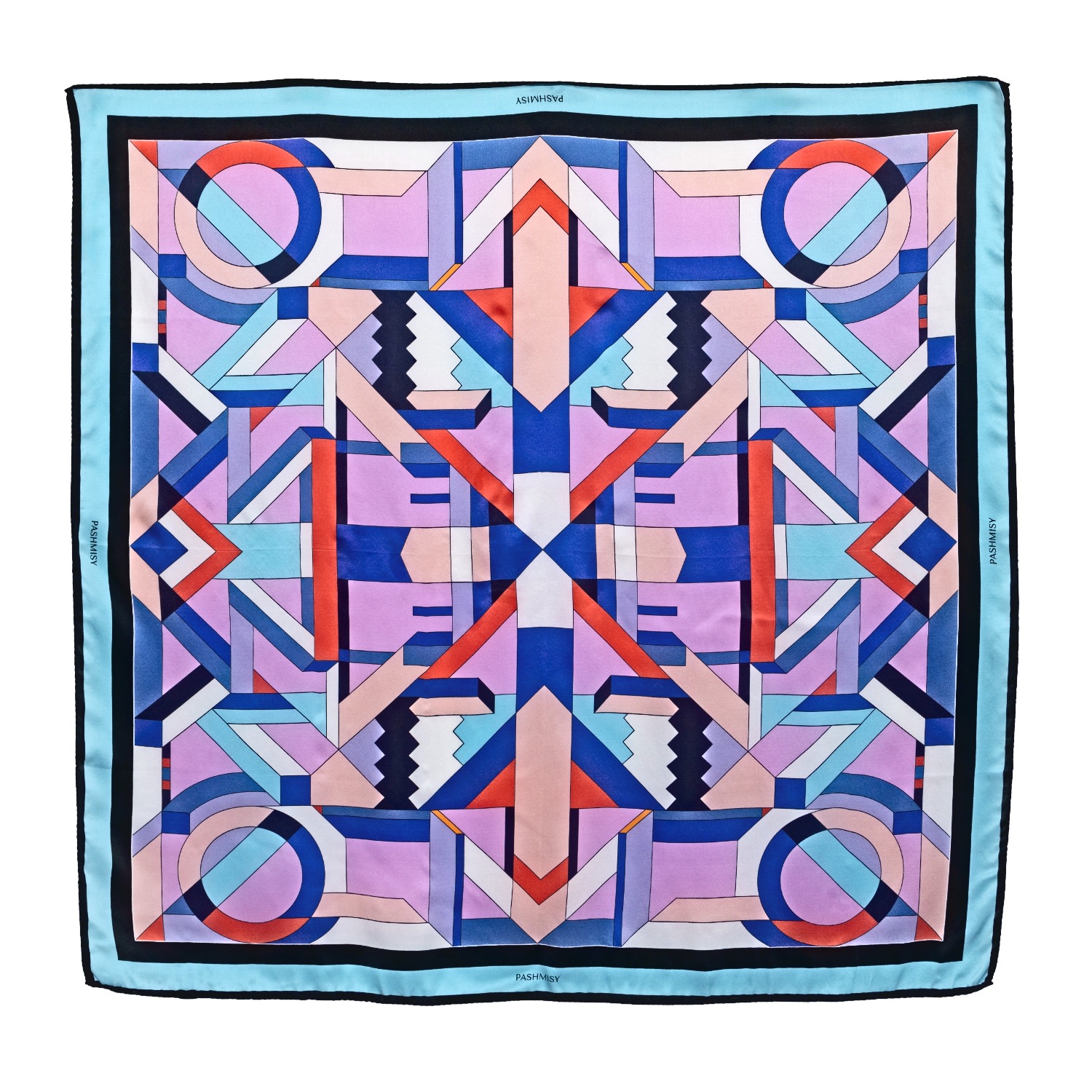 Pashmisy Women's Pink / Purple / Blue Blue Purple Contour Silk Scarf In Pink/purple/blue