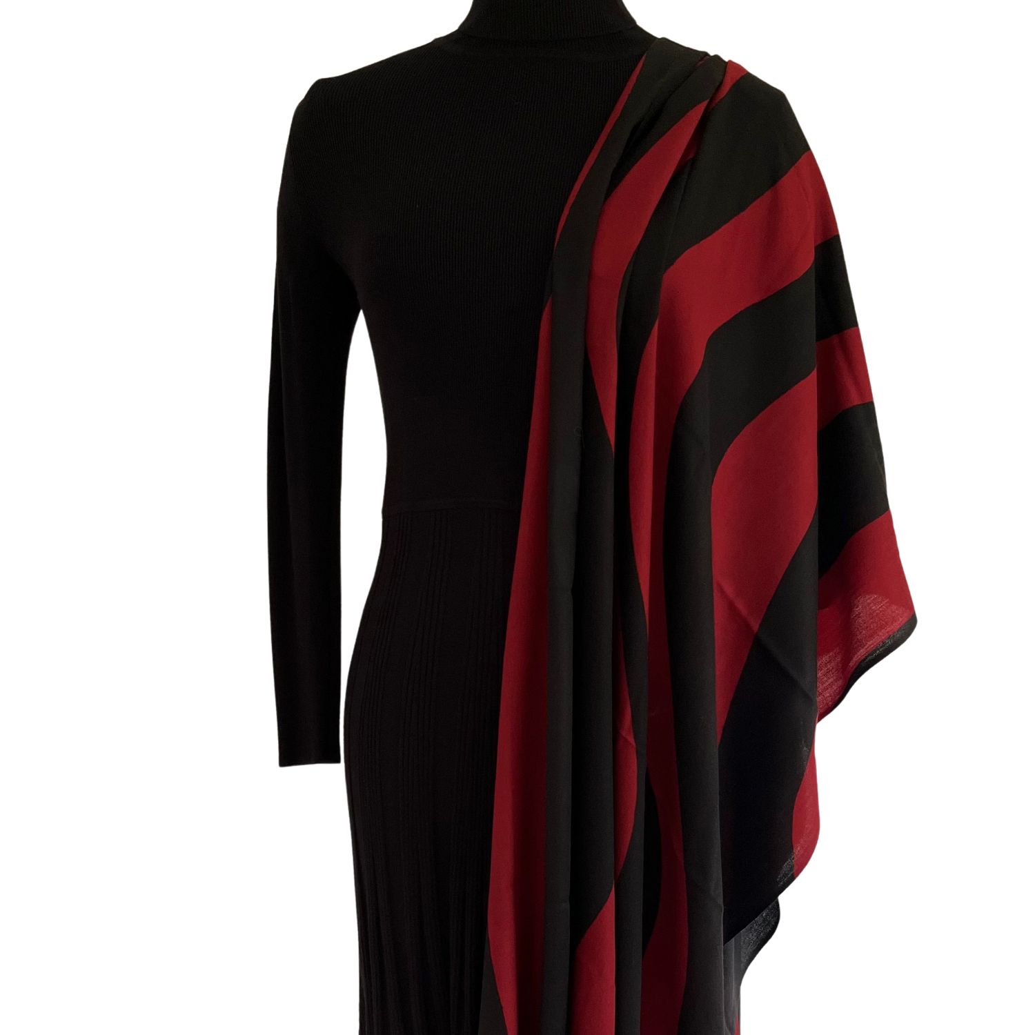 Heritagemoda Women's Black / Red Hand Painted Black And Bordeaux-red Wool Silk Scarf