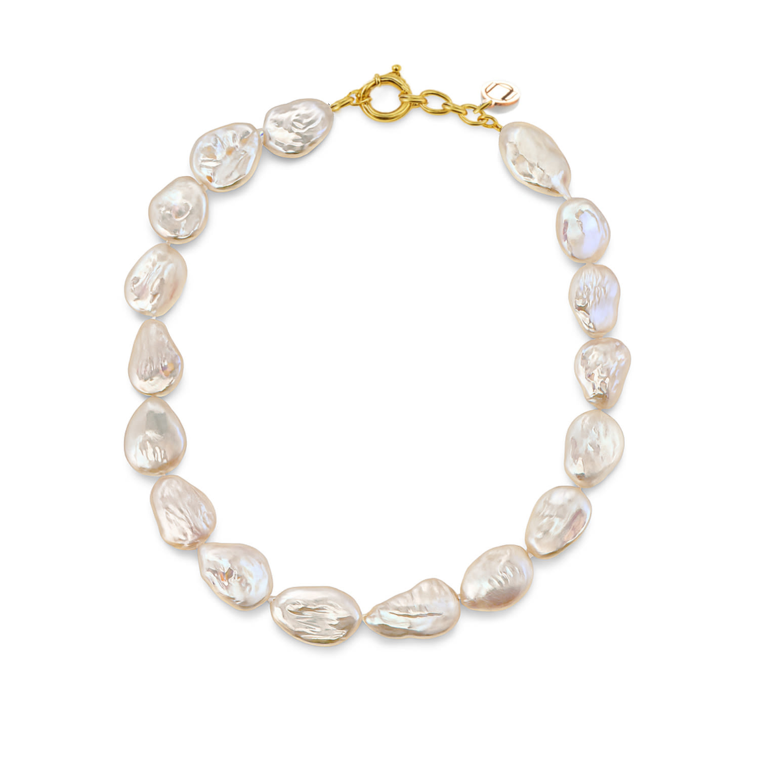 Unaloe Women's Elegant Long Necklace With Freshwater Cultured Baroque Pearls And Sterling Silver-gold Plate In Gold