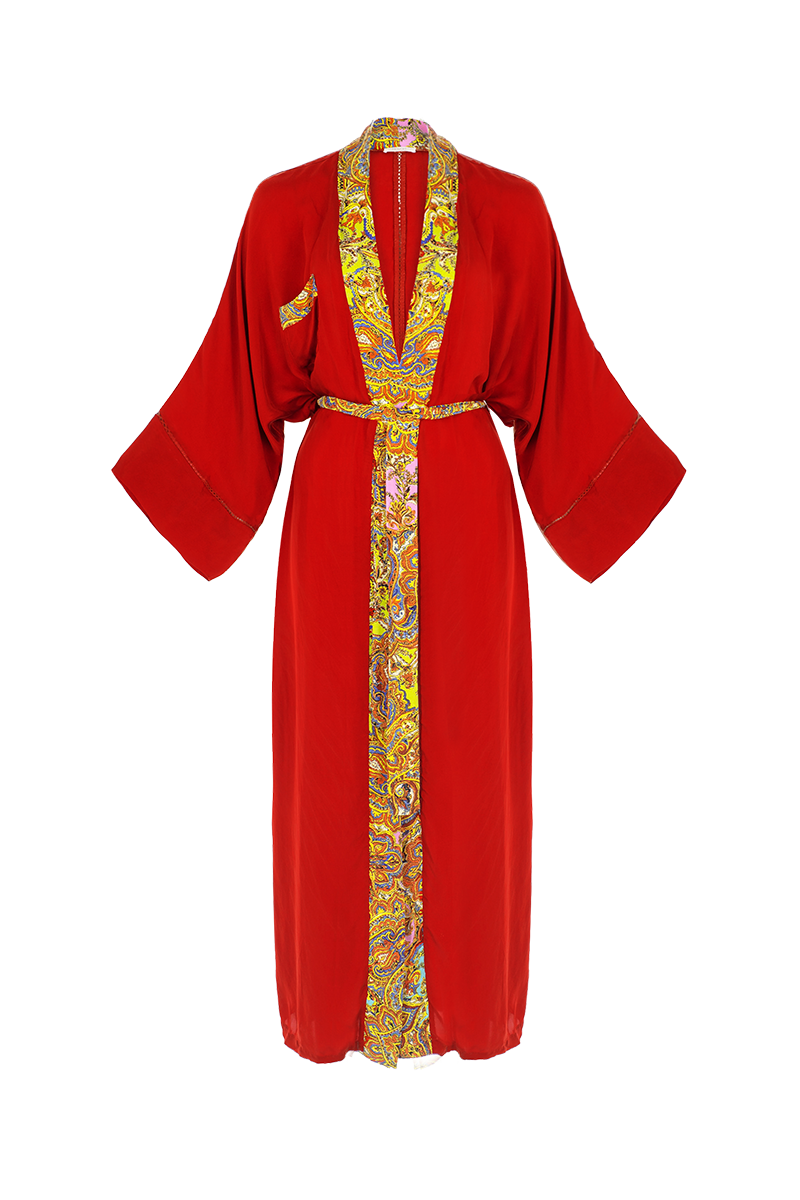 Movom Women's Red Poppy Kimono In Red
