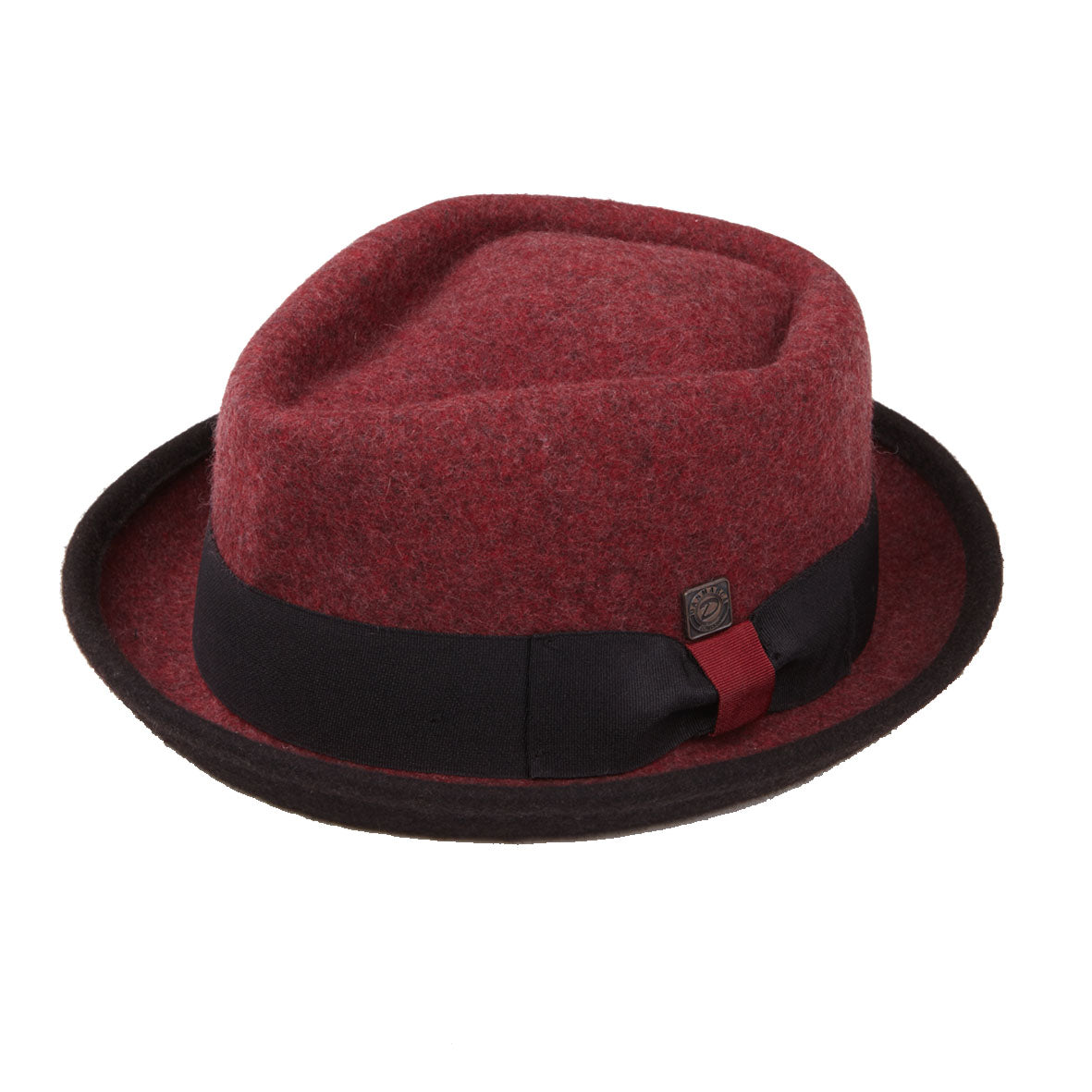 Dasmarca Hats Men's Red Jackson Burgundy Wool Felt Two Tone Porkpie Hat