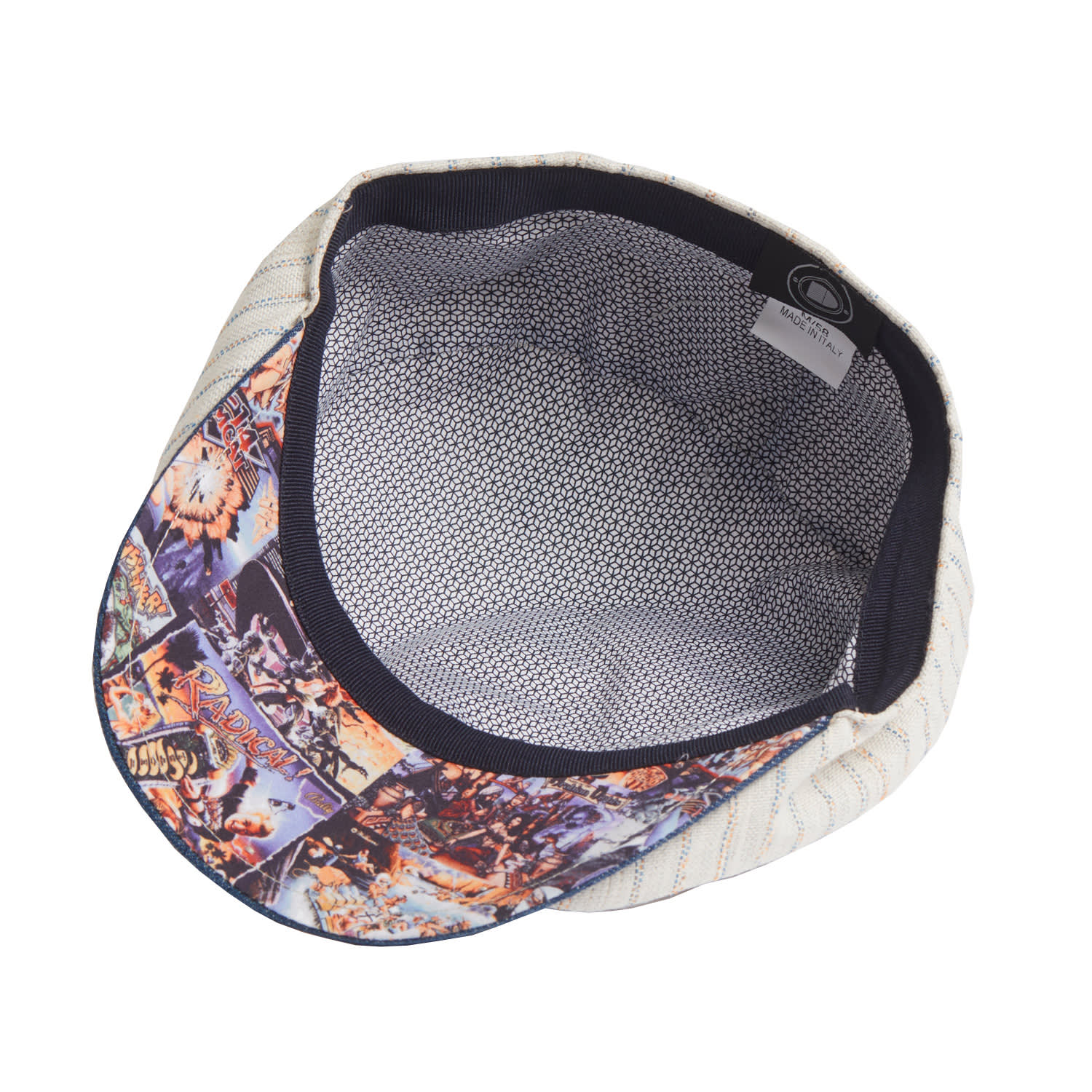 Dasmarca Hats Men's Neutrals Lloyd Stripe Peaked Summer Italian Linen Bakerboy Newsboy Cap - Ivory In White