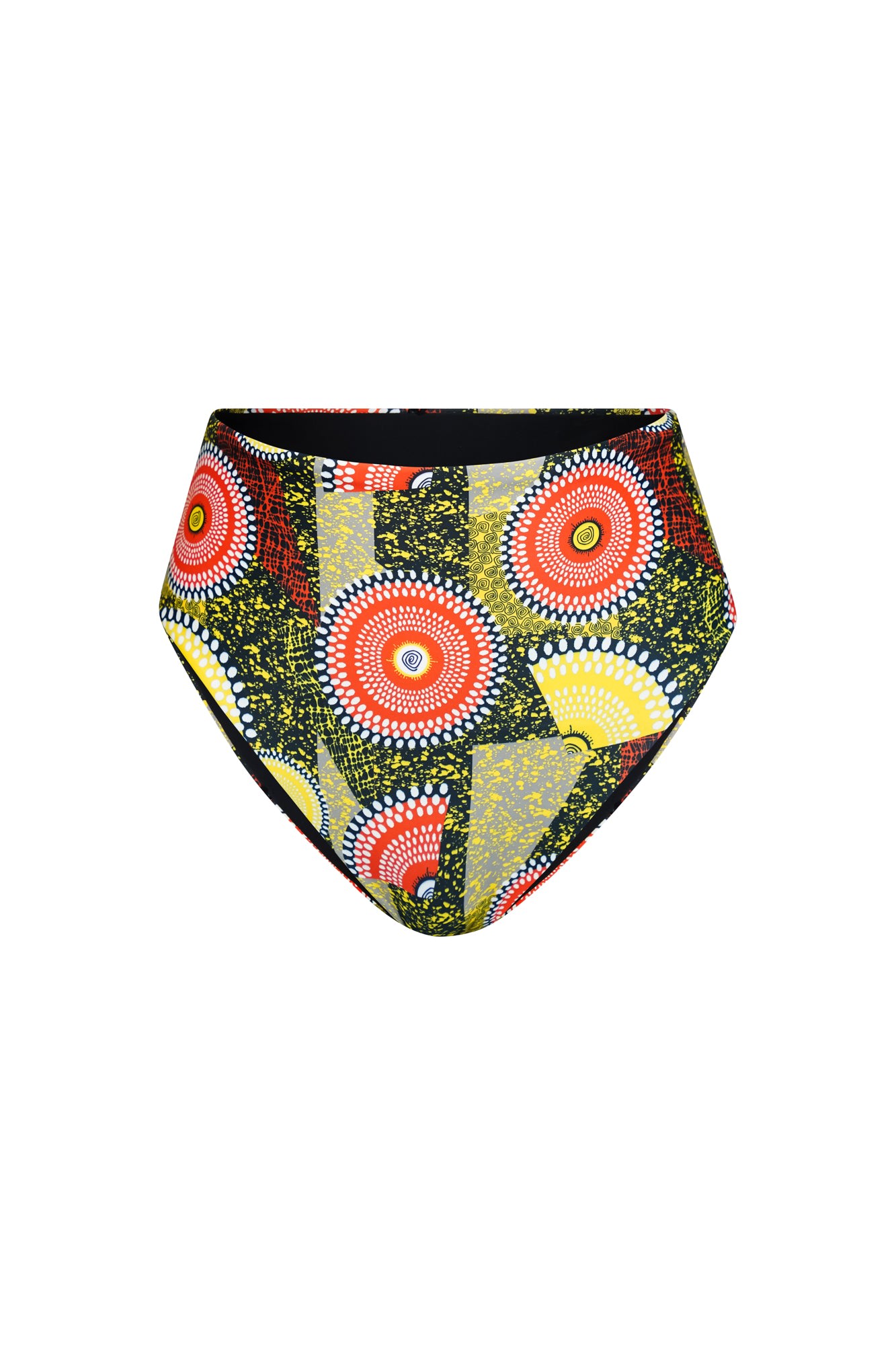 Oliveankara Women's High Waisted Reversi Bikini Bottoms Black And Dreamy Mirage Print In Black