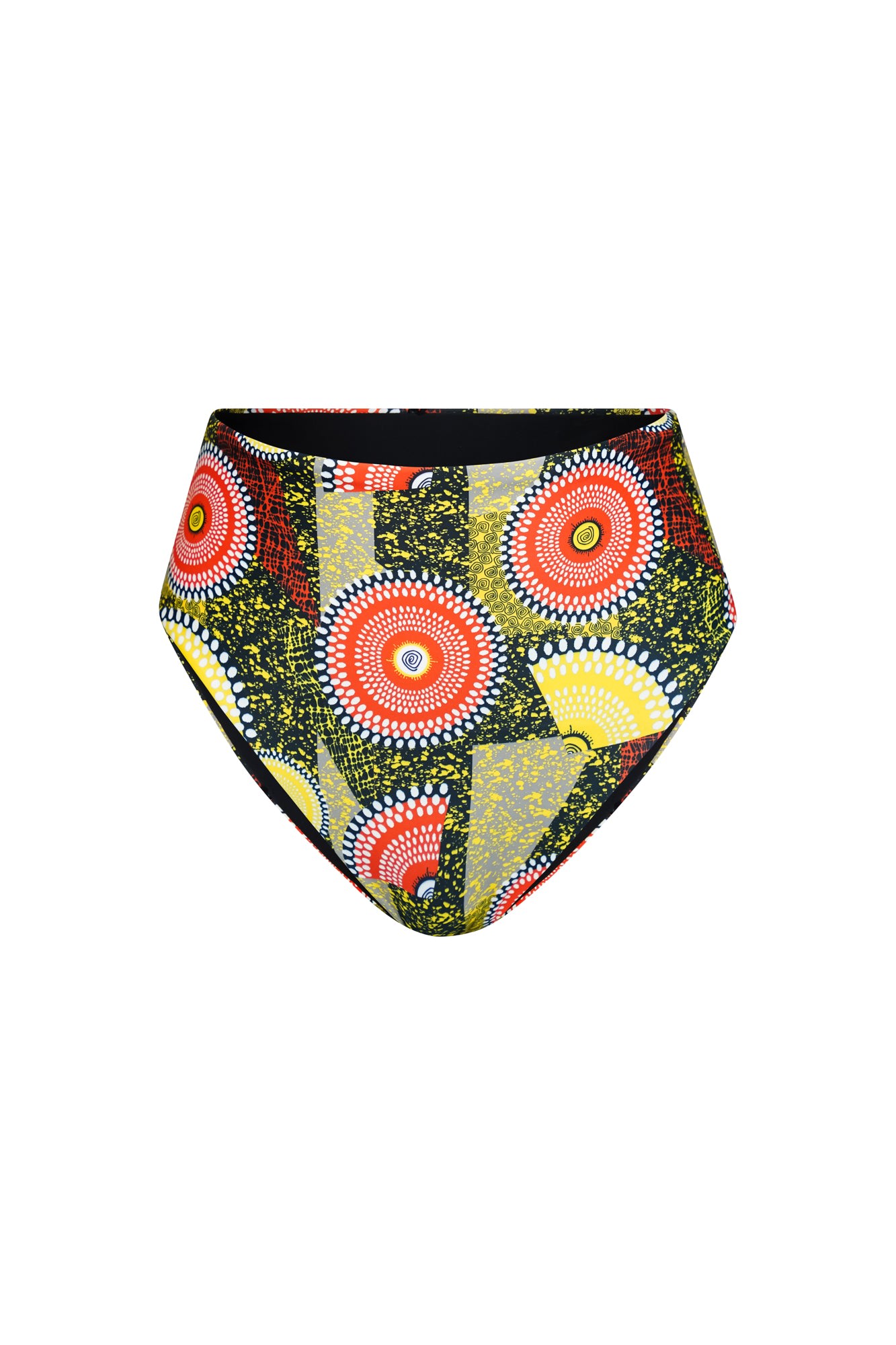 Women’s High Waisted Reversi Bikini Bottoms Black And Dreamy Mirage Print Golden Oasis Extra Small Oliveankara