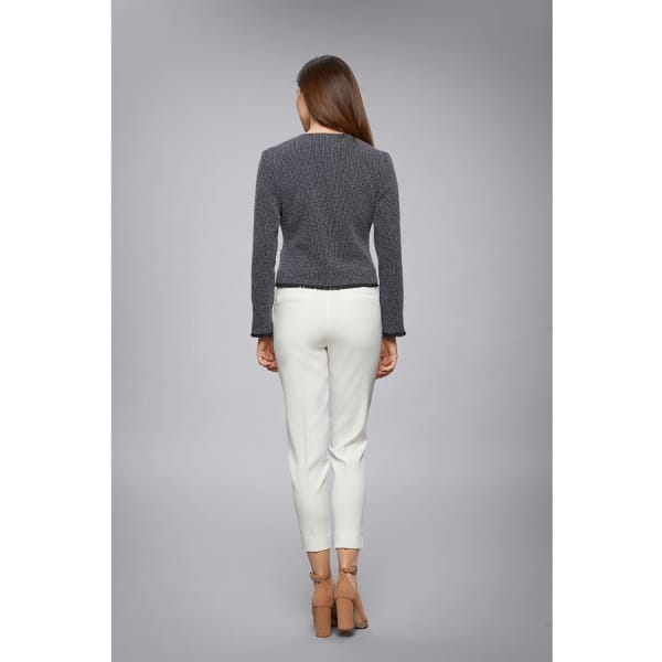 Rumour London Eleanor Navy And Cream Tweed Jacket With Fringing Detail In Tweed