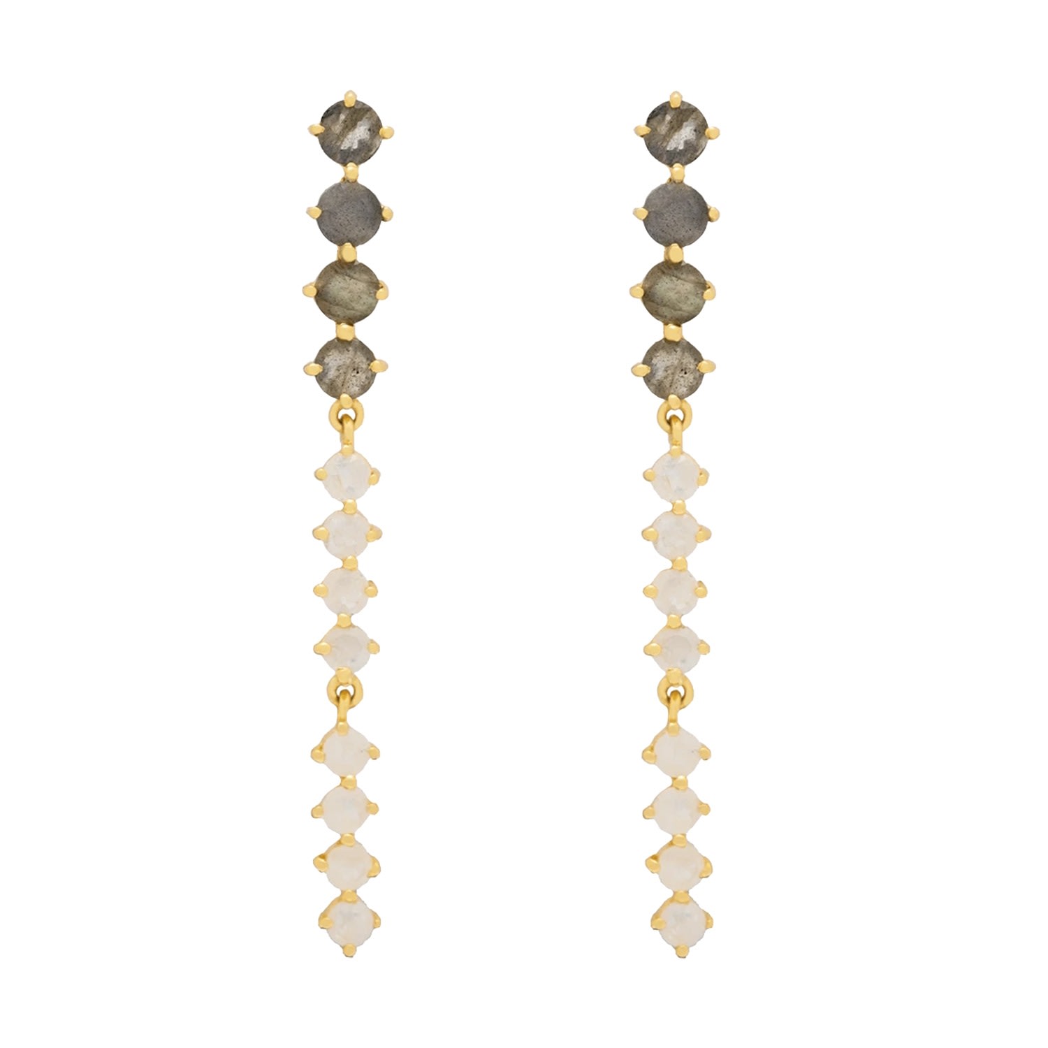 Lavani Jewels Women's Grey / White Long Nirelle Party Earrings In Gold
