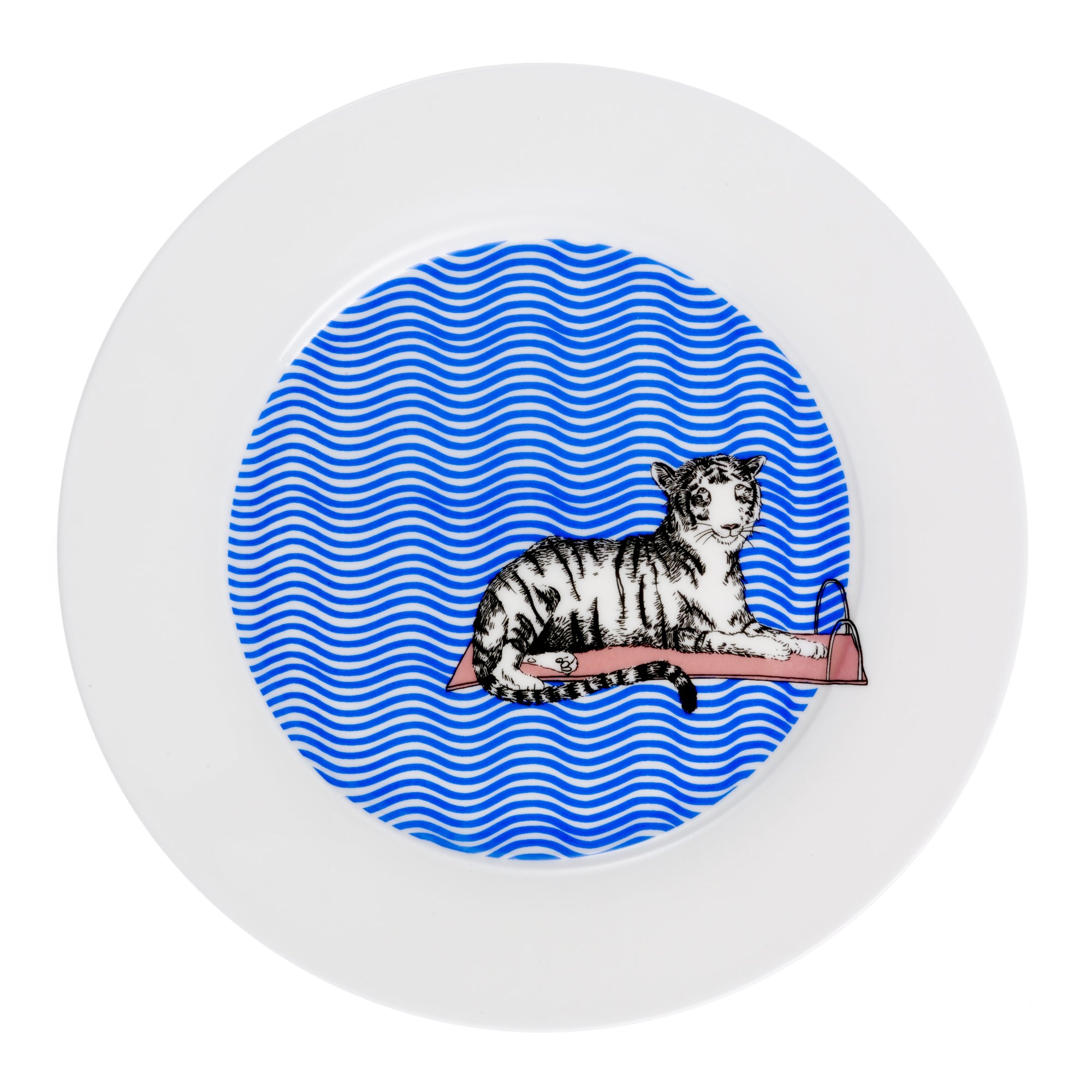 Jimbobart Tiger Dinner Plate In White