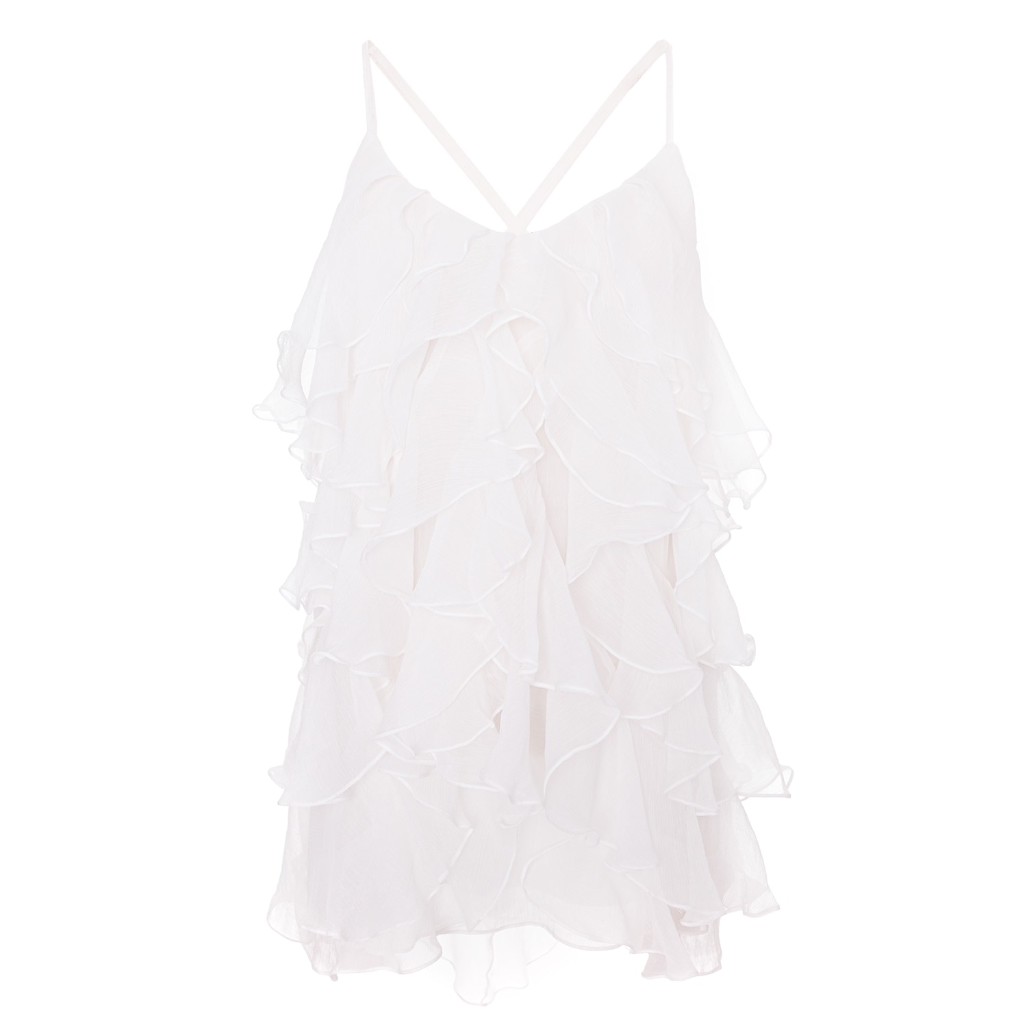 Monarh Women's White Lucky  Silk Dress With Ruffles In White