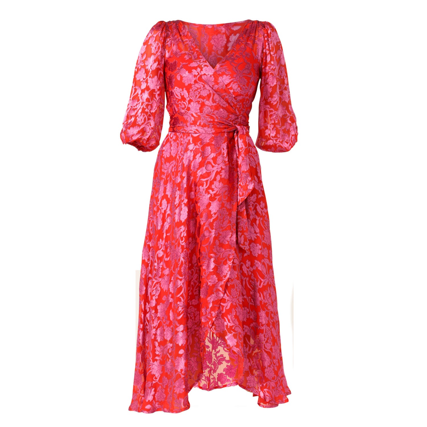 Women’s Red Lily Fire Wrap Dress Small Sacha Drake