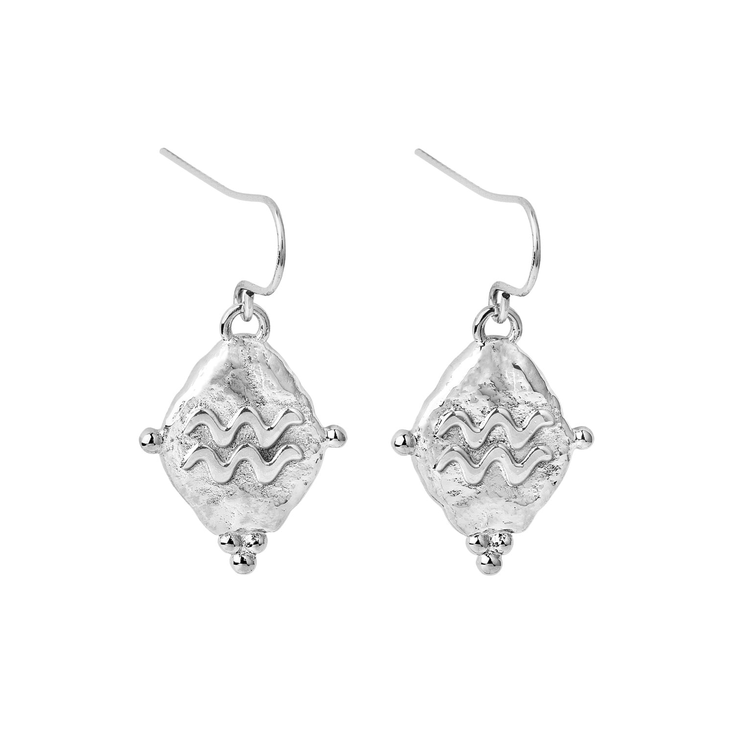 Seven Saints Women's Silver Aquarius Vintage-style Dangle Earrings, White Rhodium Plated In Metallic