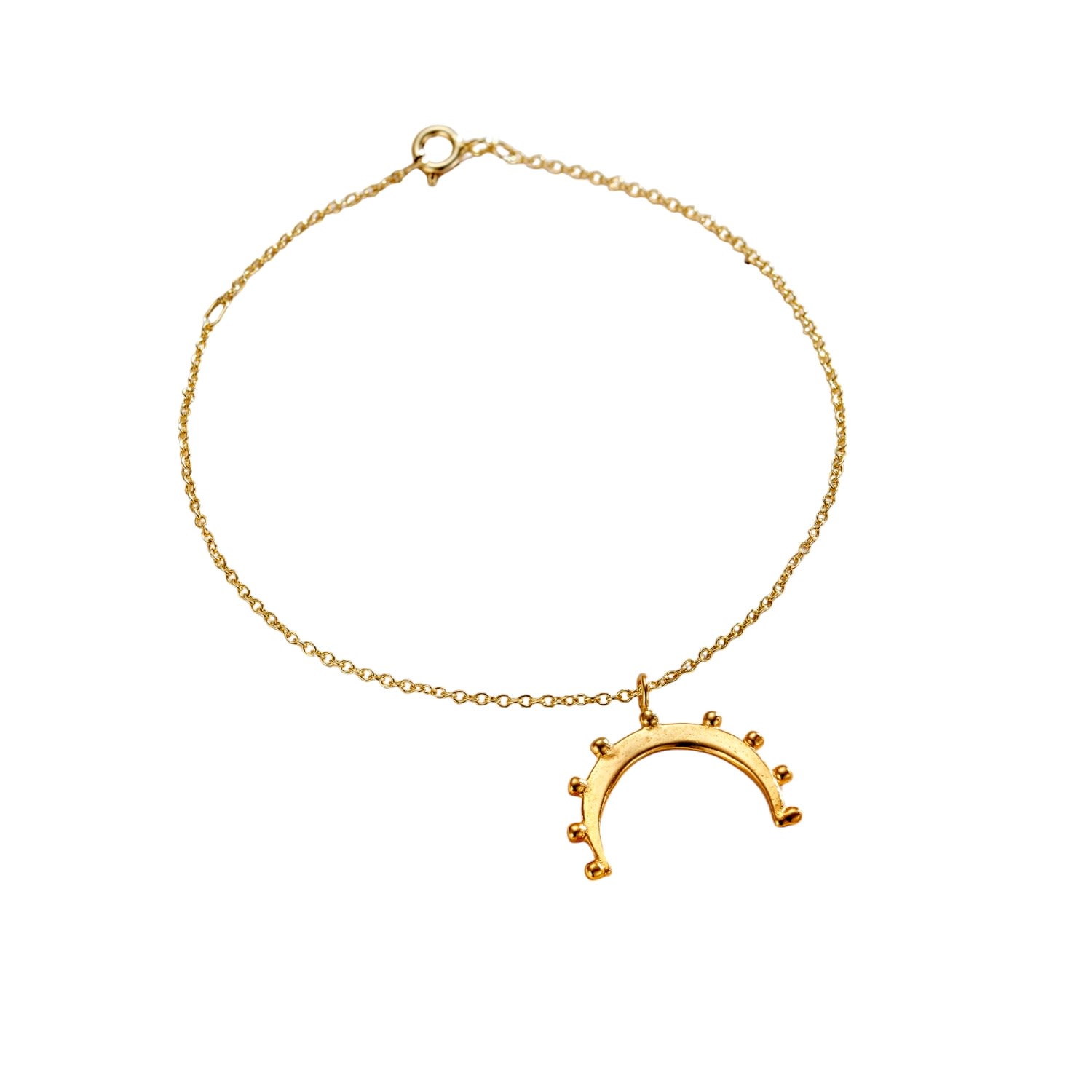 Posh Totty Designs Women's 9ct Gold Plated Crown Horn Charm Bracelet In Gold