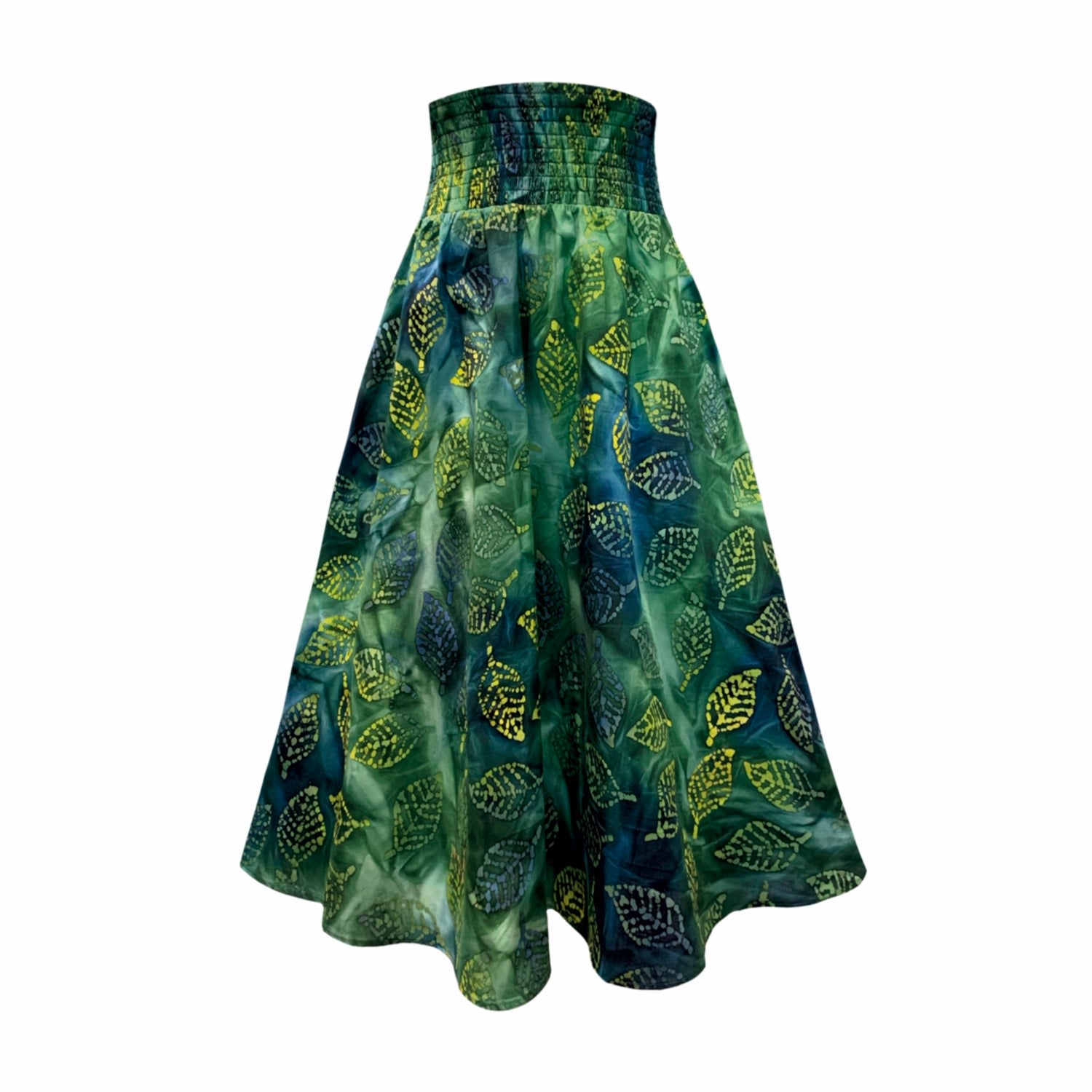 Frock Tales Women's Green Orchid Midi Skirt In Forest Print With Pockets In Green