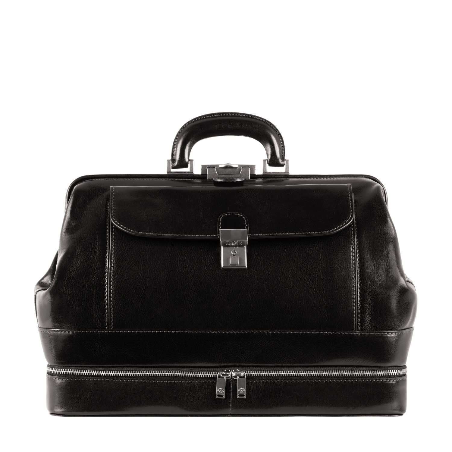 Time Resistance Men's Black Large Italian Leather Doctor Bag - The Master & Margarita In Black