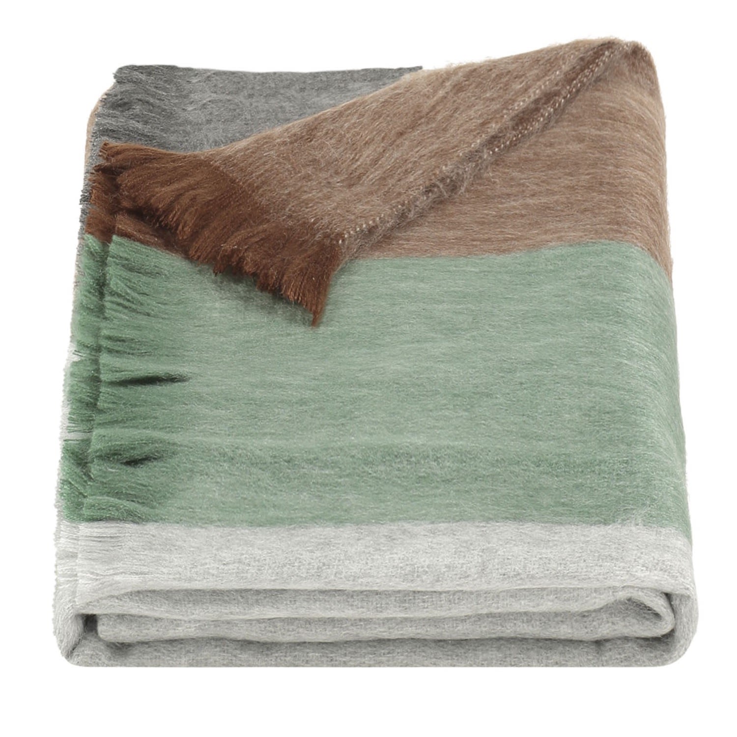 Alpaca Loca Women's Scarf/shawl Striped Brown, Mint, Grey - Alpaca Wool In Green