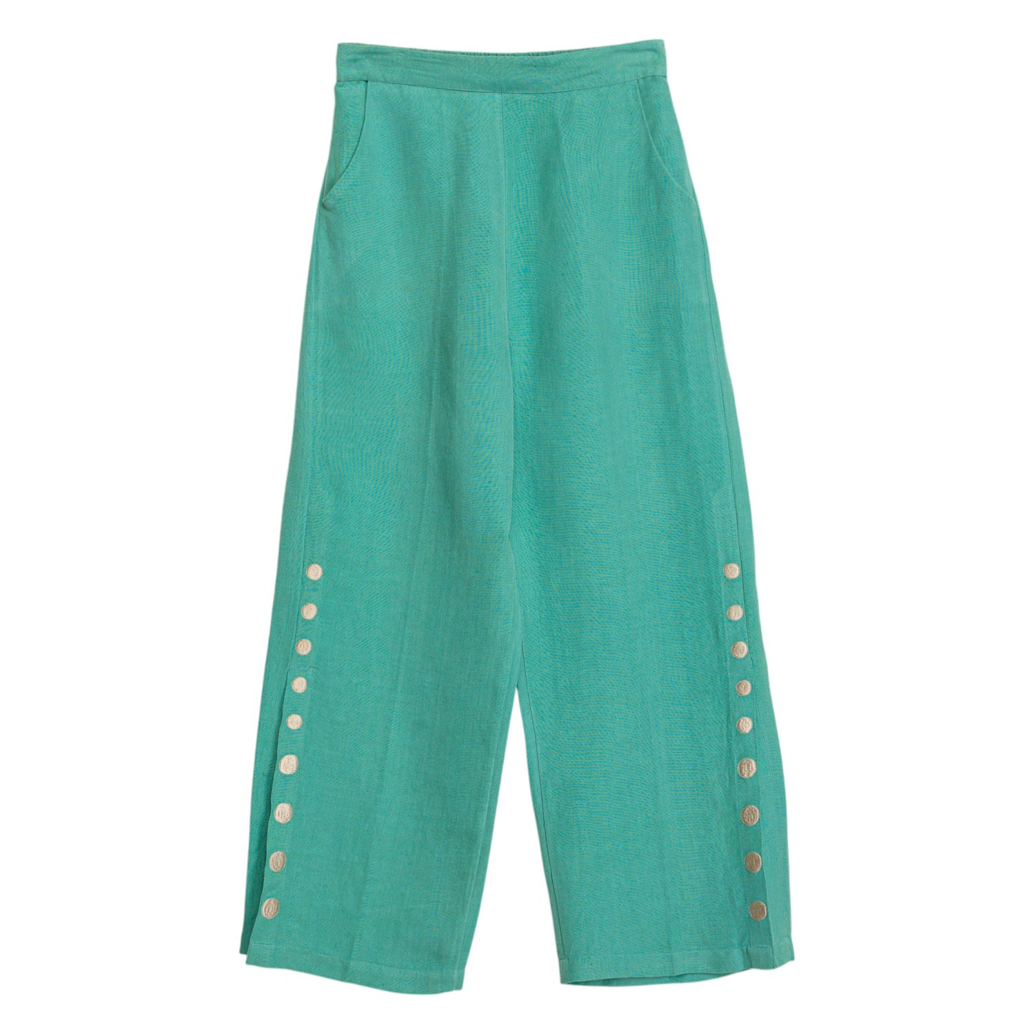 Niza Women's Green Aquamarine Linen Trousers Cannes In Green
