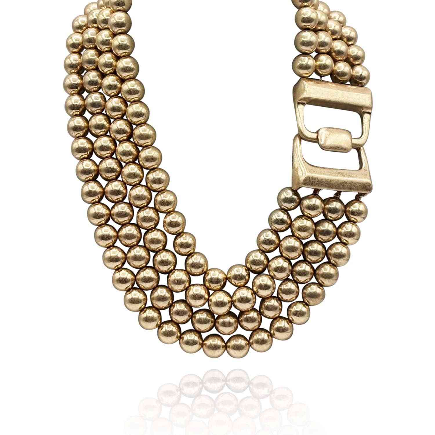 Irena Four Strand Worn Gold Bead Necklace | Michael Nash Jewelry