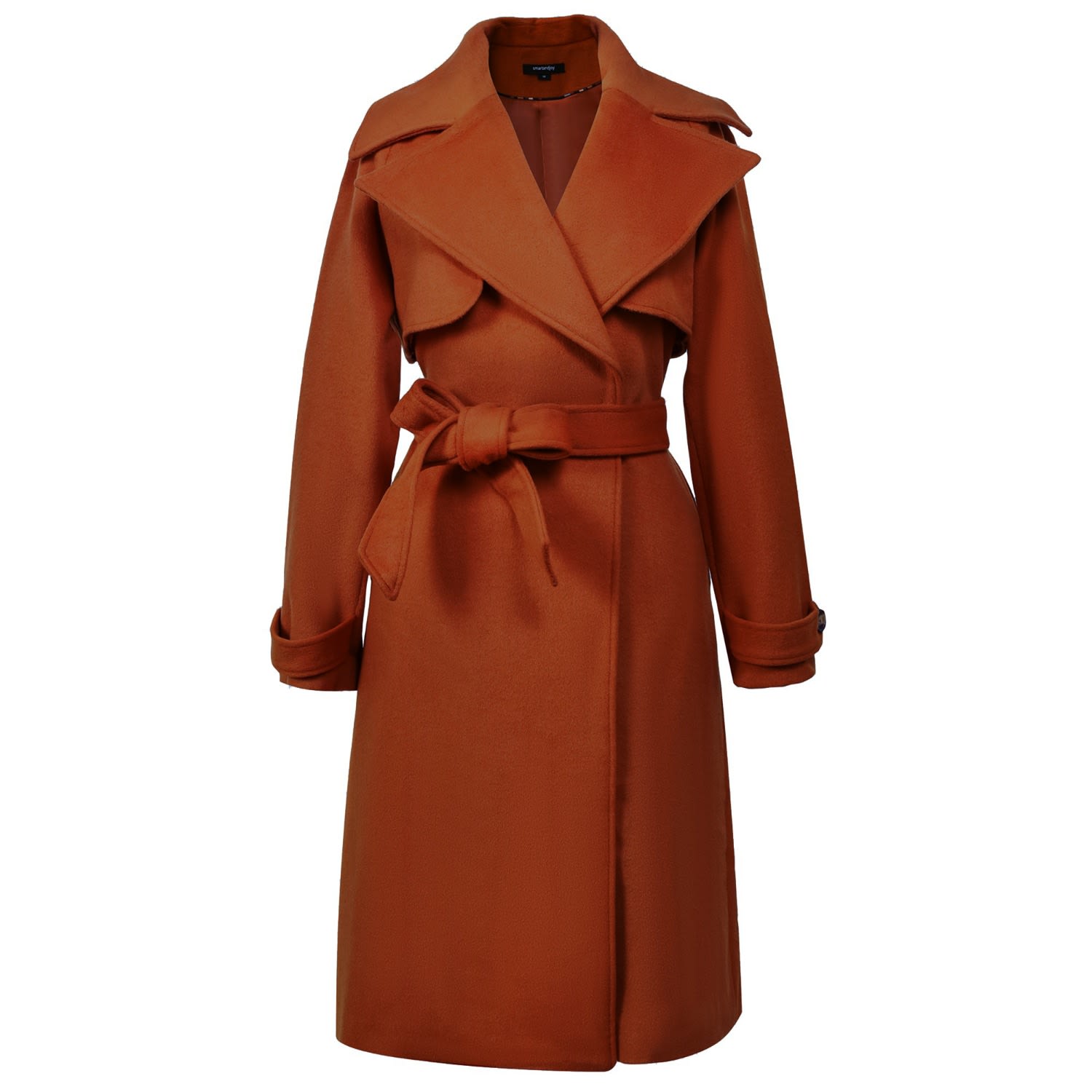 Smart And Joy Women's Shoulder Flaps Woolen Coat - Brown In Brown