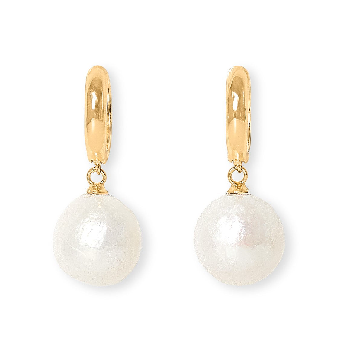 Pearls Of The Orient Online Women's Gold / White Credo Chunky Gold Hoop Earrings With Baroque Cultured Freshwater Pearls In Multi