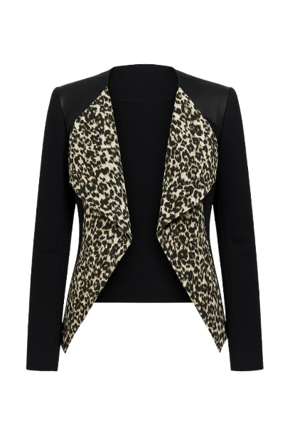 Conquista Women's Green Animal Print Drape Cardigan In Green