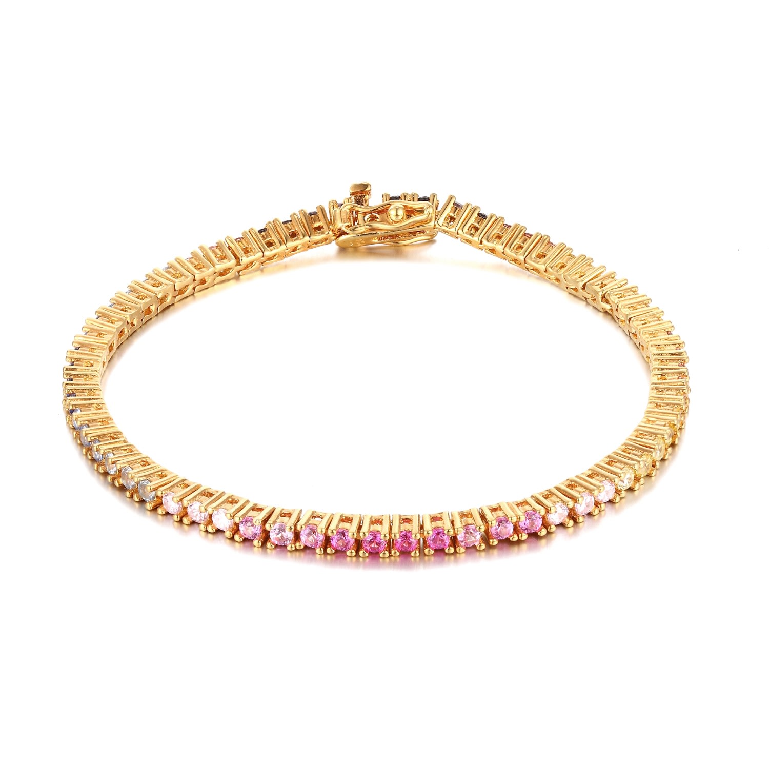 Women’s 22Ct Gold Vermeil Rainbow Cz Tennis Bracelet Seol + Gold