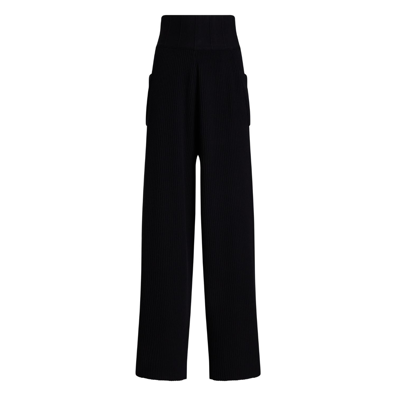 Mnk Atelier Women's Super High Rise Wide Leg Silk Blend Knit Pants - Black In Black