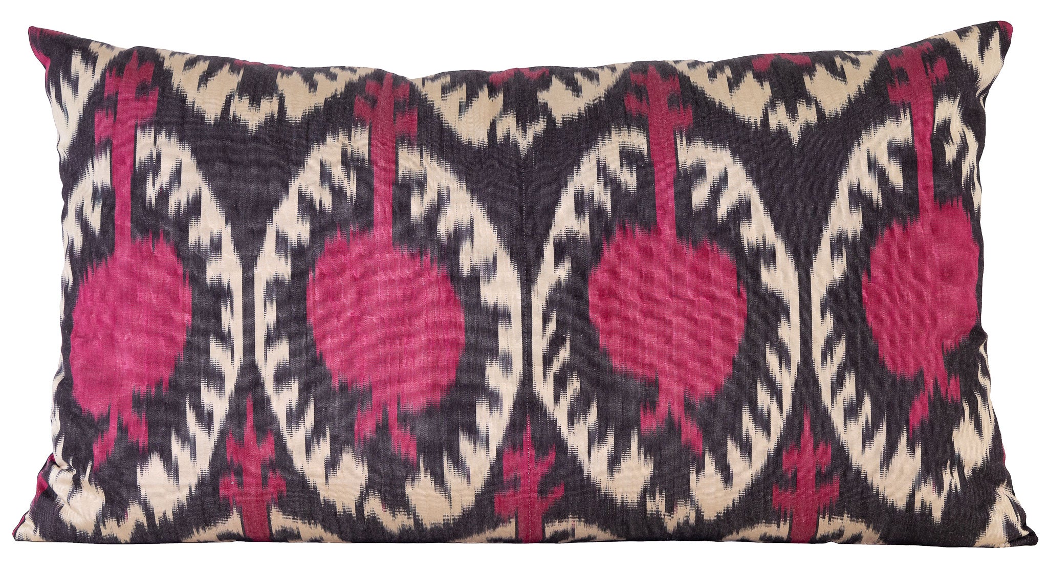 Hand-Woven Silk Ikat Cushion - Pink Pomegranate Anor Living