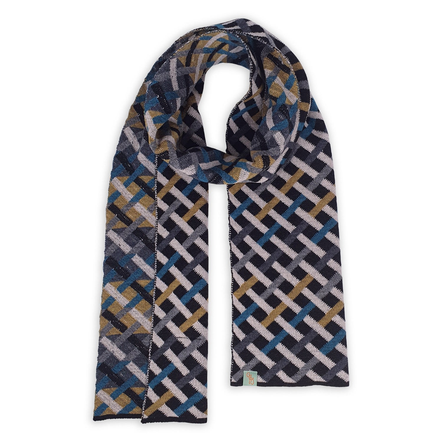 Otto & Spike Men's Black / Blue / Grey Scarves - Threaded - Black, Flaxen Mustard In Multi