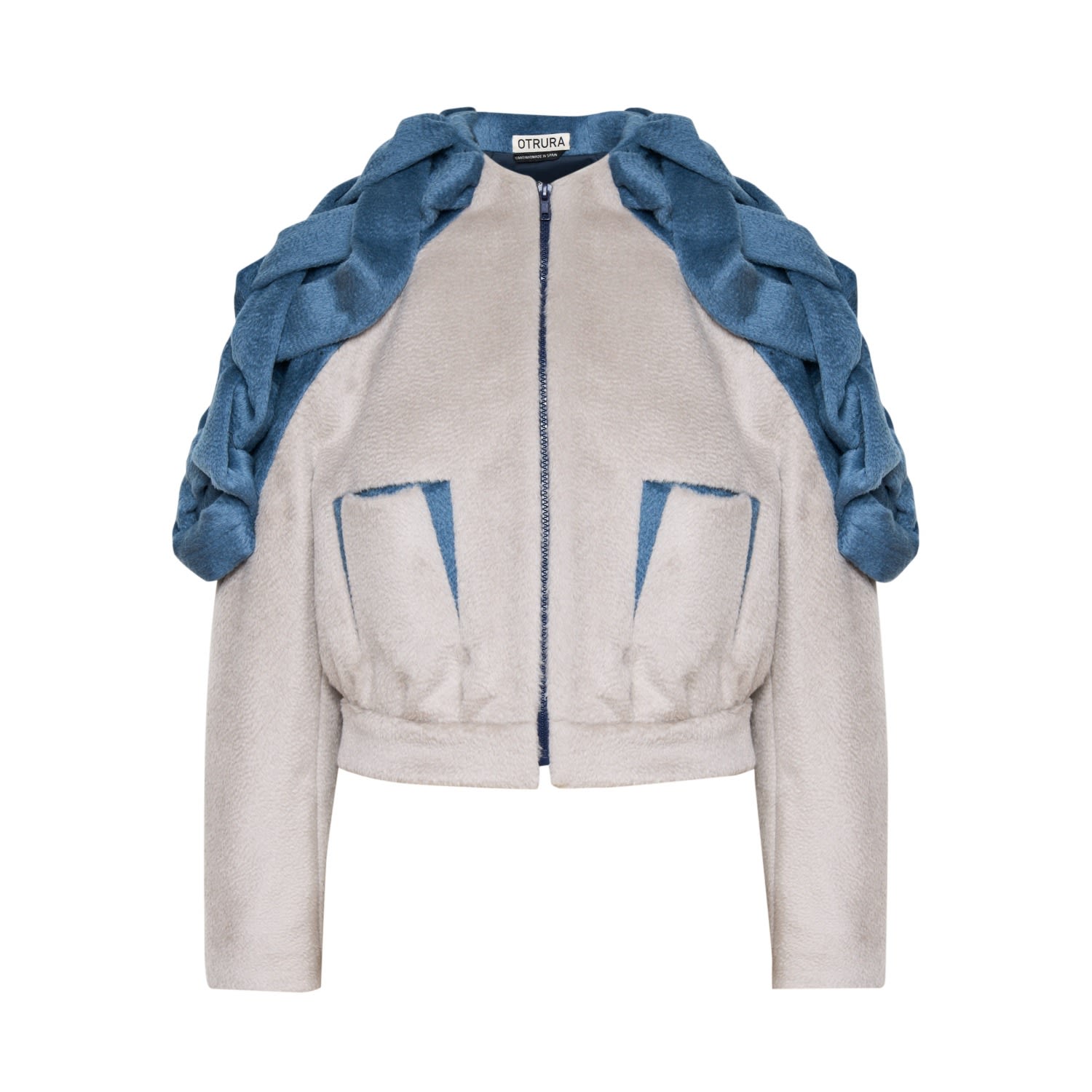 Women’s Grey / Blue Grey Alpaca Bomber Jacket Extra Small Otrura