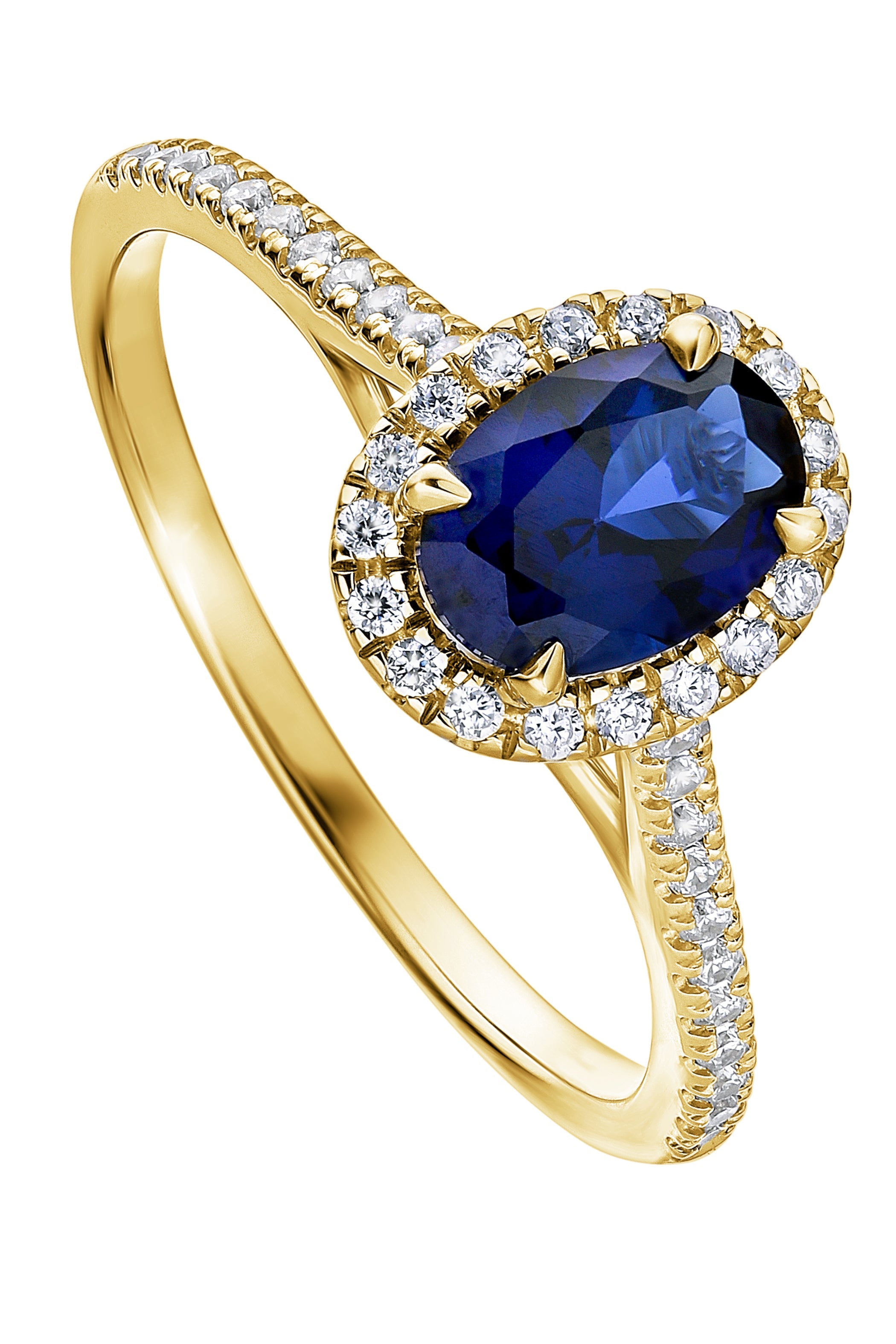 Women’s Gold / Blue Rosalind Yellow Gold Lab Grown Diamond & Created Sapphire Ring Created Brilliance