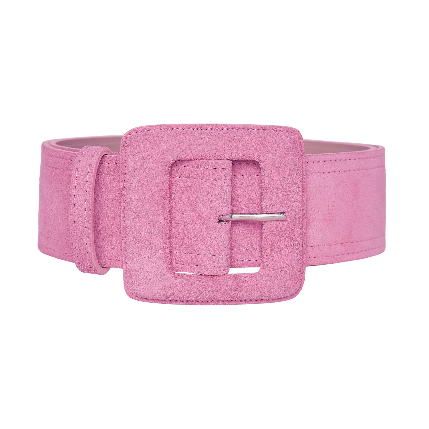 Beltbe Women's Pink / Purple Suede Square Buckle Belt - Bubblegum Pink In Pink/purple