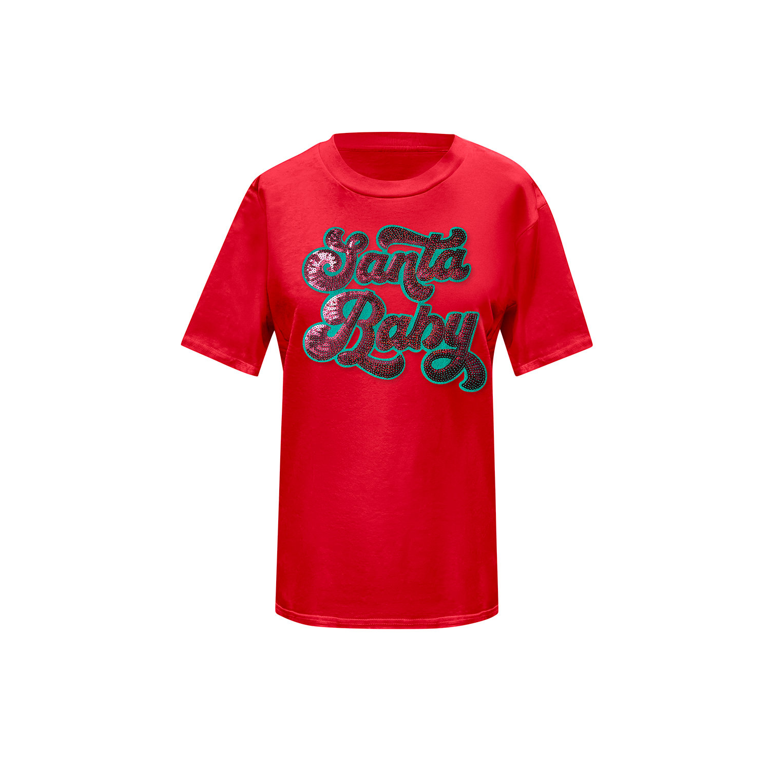 Toma Women's Christmas Red Santa Baby Sequin T-shirt In Red