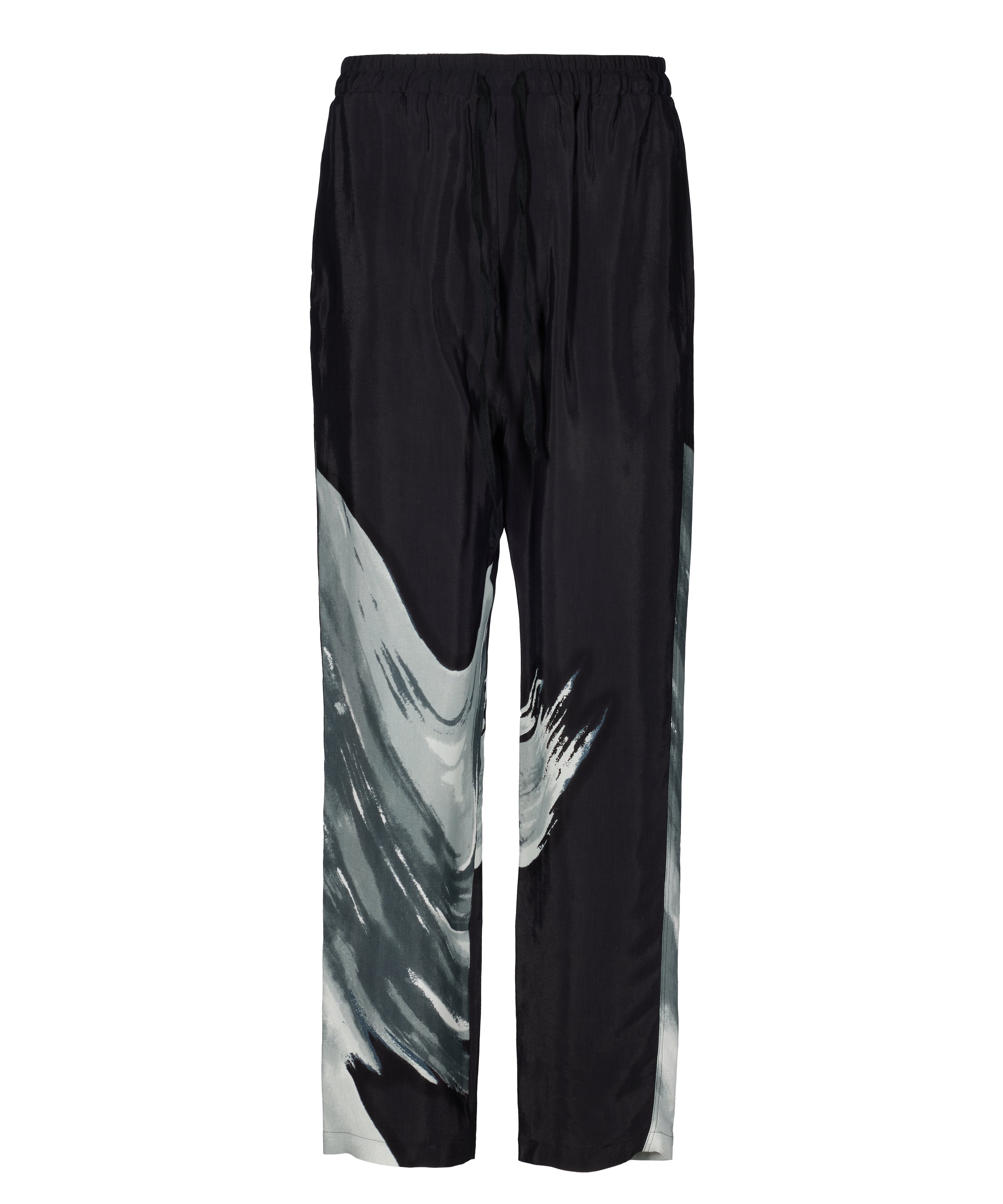 Men’s Black / Grey Light Viscose Monochrome Print Trousers Small Tessitura