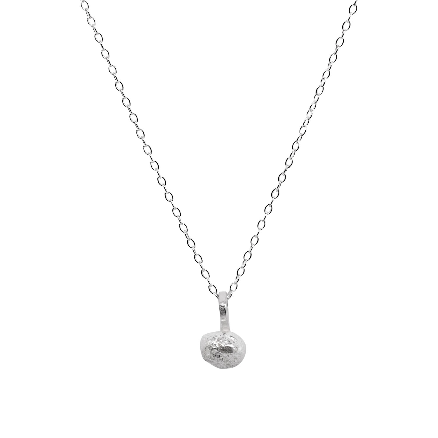 Lily Flo Jewellery Women's Silver Solid White Gold Ball Necklace