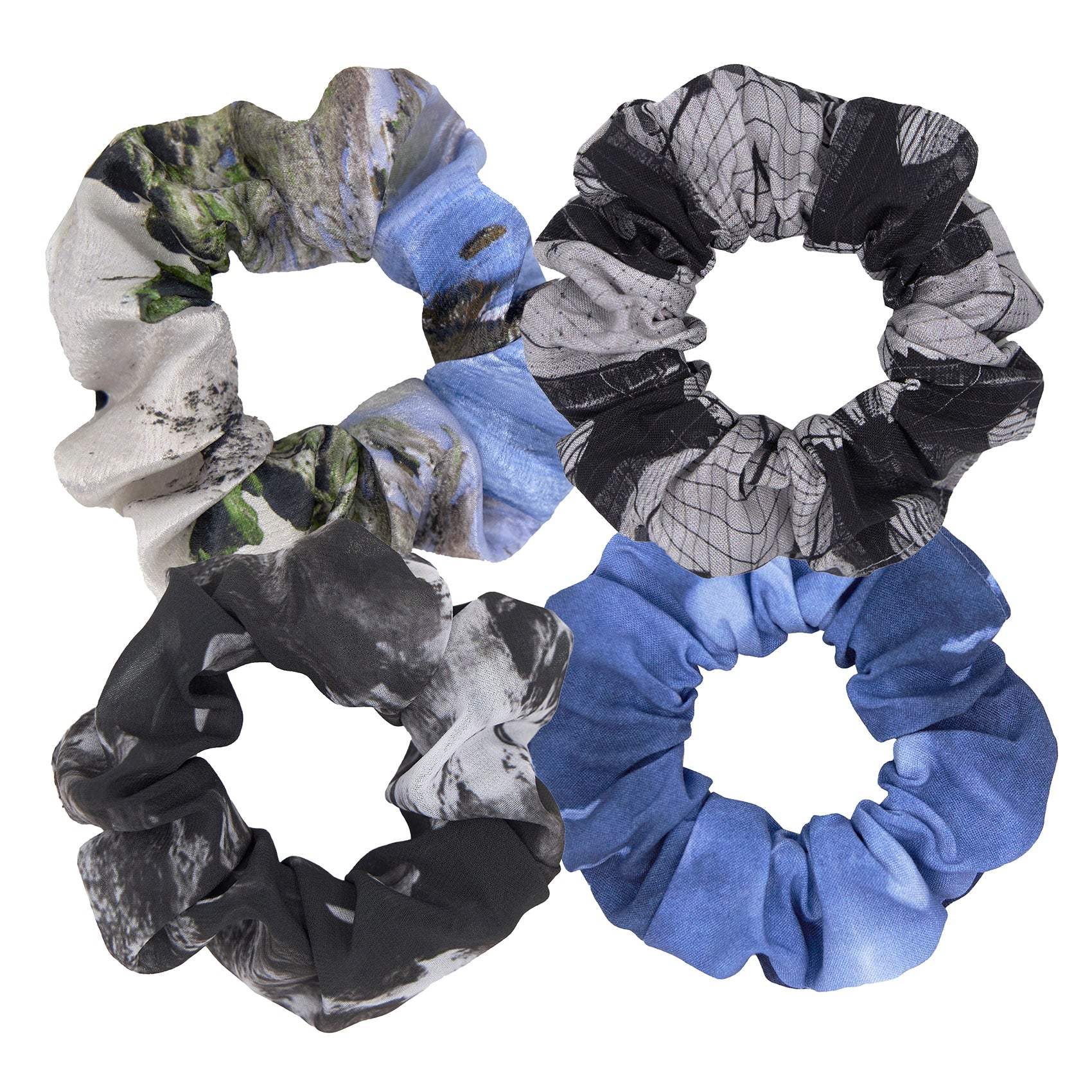 Babs Boutique Nyc Women's Blue / Black Babs Eco-chic Scrunchies - Variety Pack Of Four - Small Four Inch