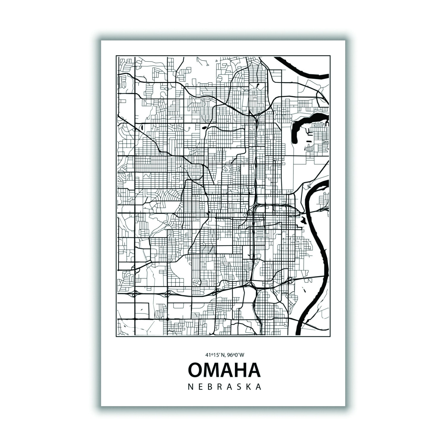 Black Map Of Omaha Xxs Stanley Print House